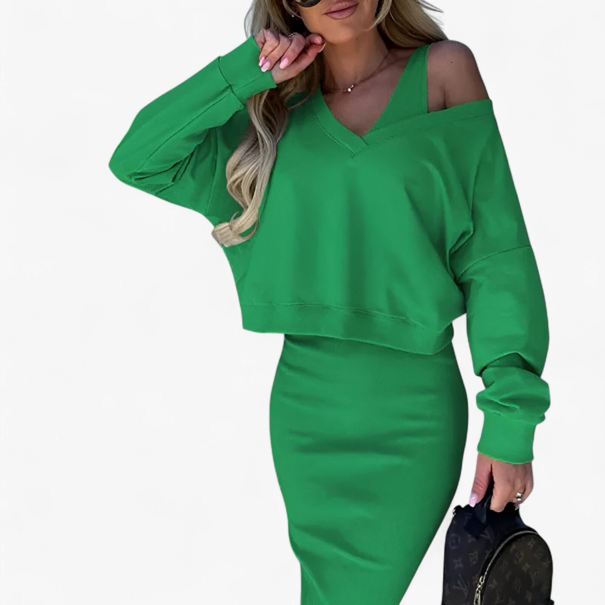 Lea | Set maglione e vestito – Comodo e sexy - Verde - - Concept Palermo