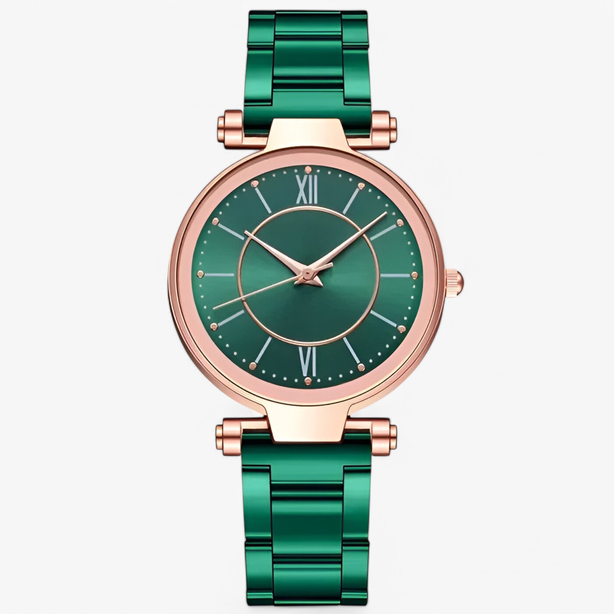 Claudia | Orologio classico in acciaio rosa - verde - female watch watch for women - Concept Palermo