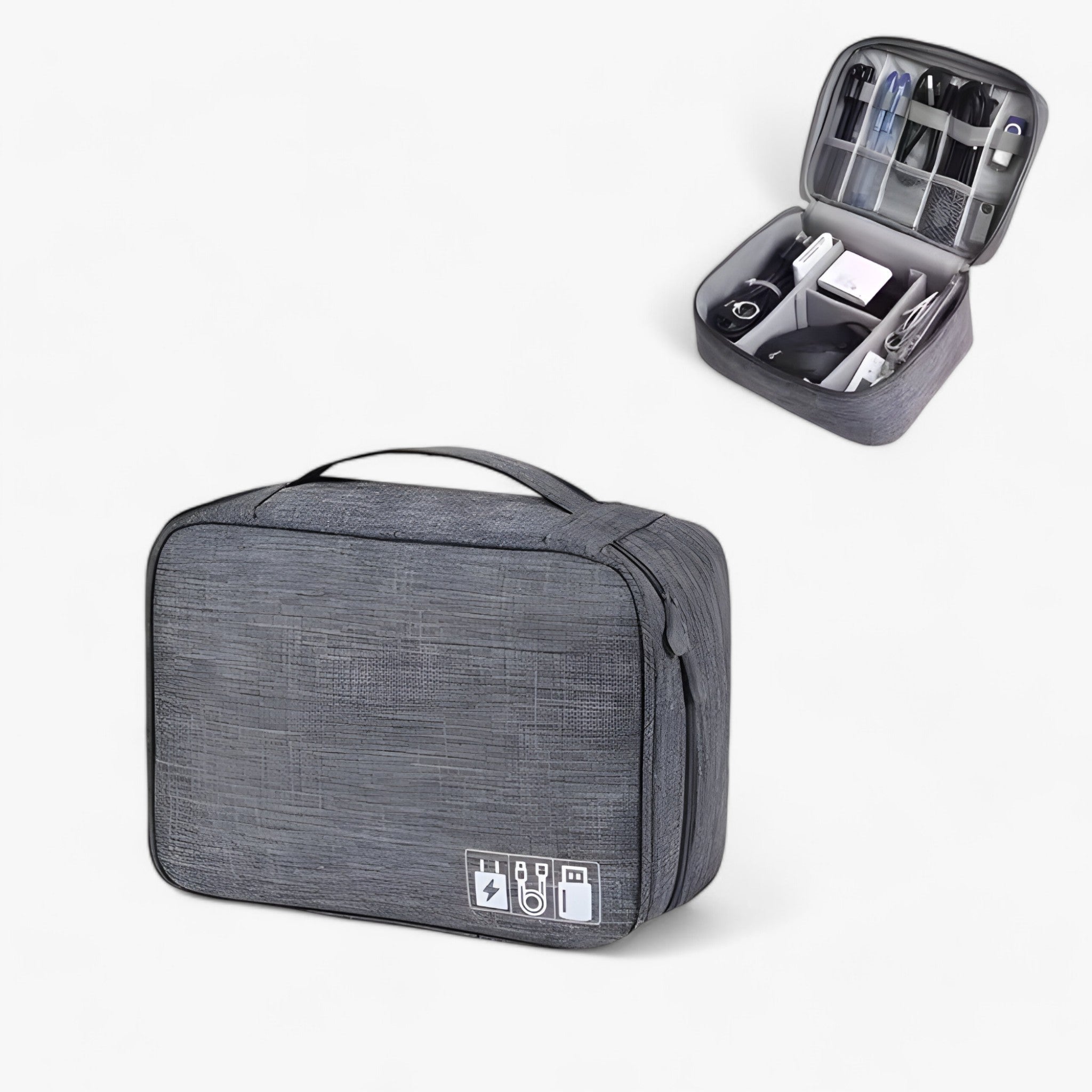 Ethan | Borsa per l'archiviazione digitale - Protezione per cavi, caricabatterie e gadget - Borsa grigia A - - Concept Palermo
