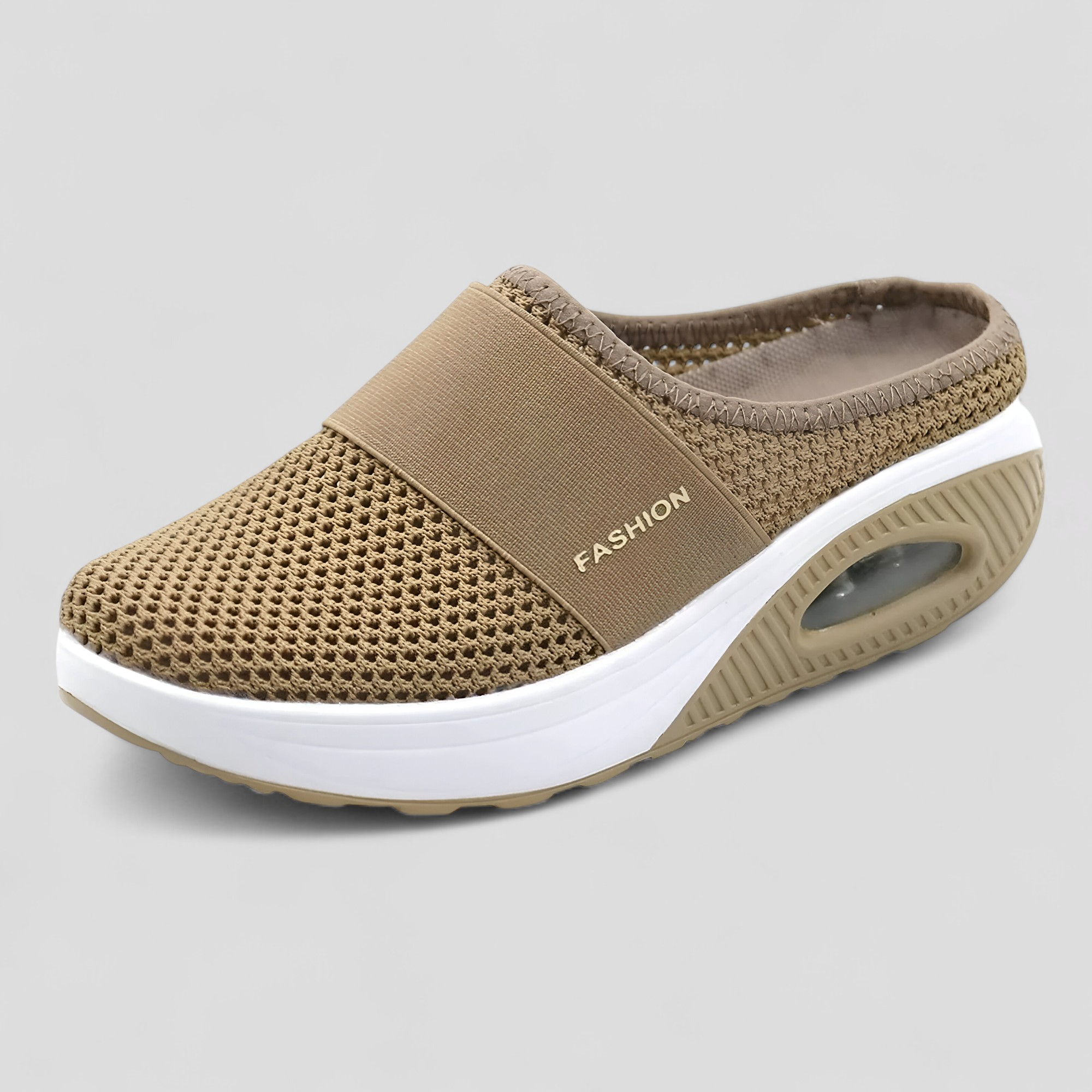 AeroFlex | Parrucca slip-on in mesh con piattaforma e suola imbottita ad aria - Khaki - Shoes - Concept Palermo
