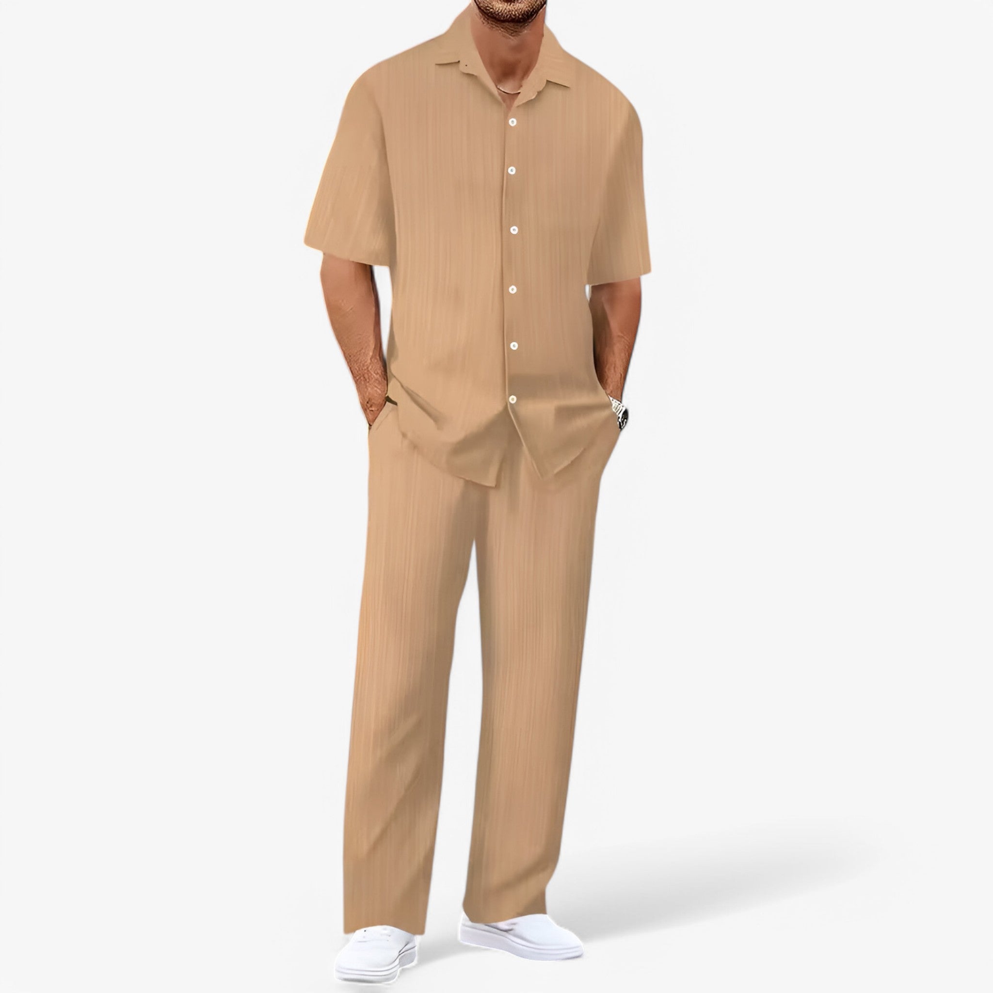 Lorenzo | Set Camicia e Pantaloni Business Casual - Cachi Confezione da 1 - - Concept Palermo