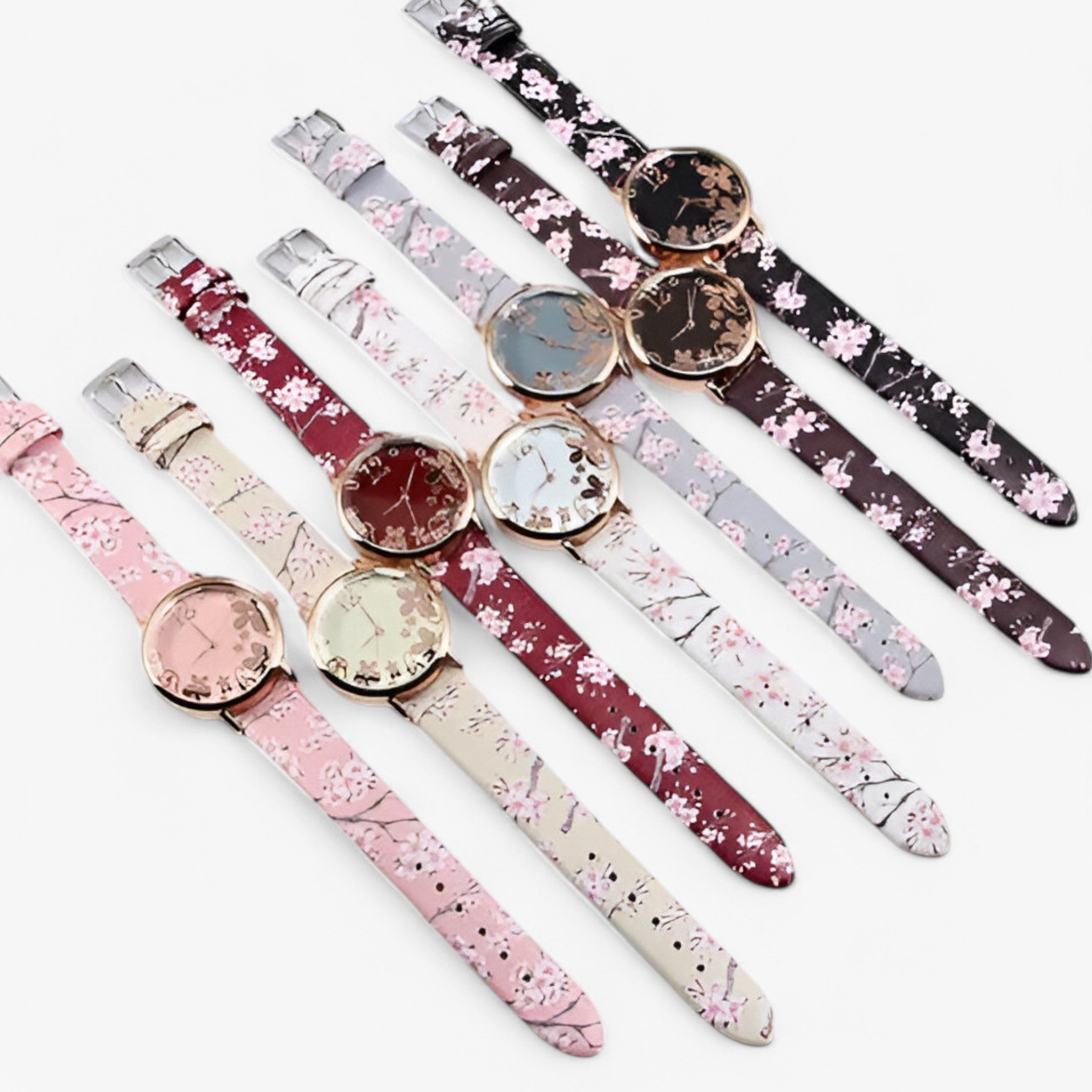 Kimberly | Orologio da donna in pelle con quadrante floreale e bracciale coordinato - - female watch watch for women - Concept Palermo