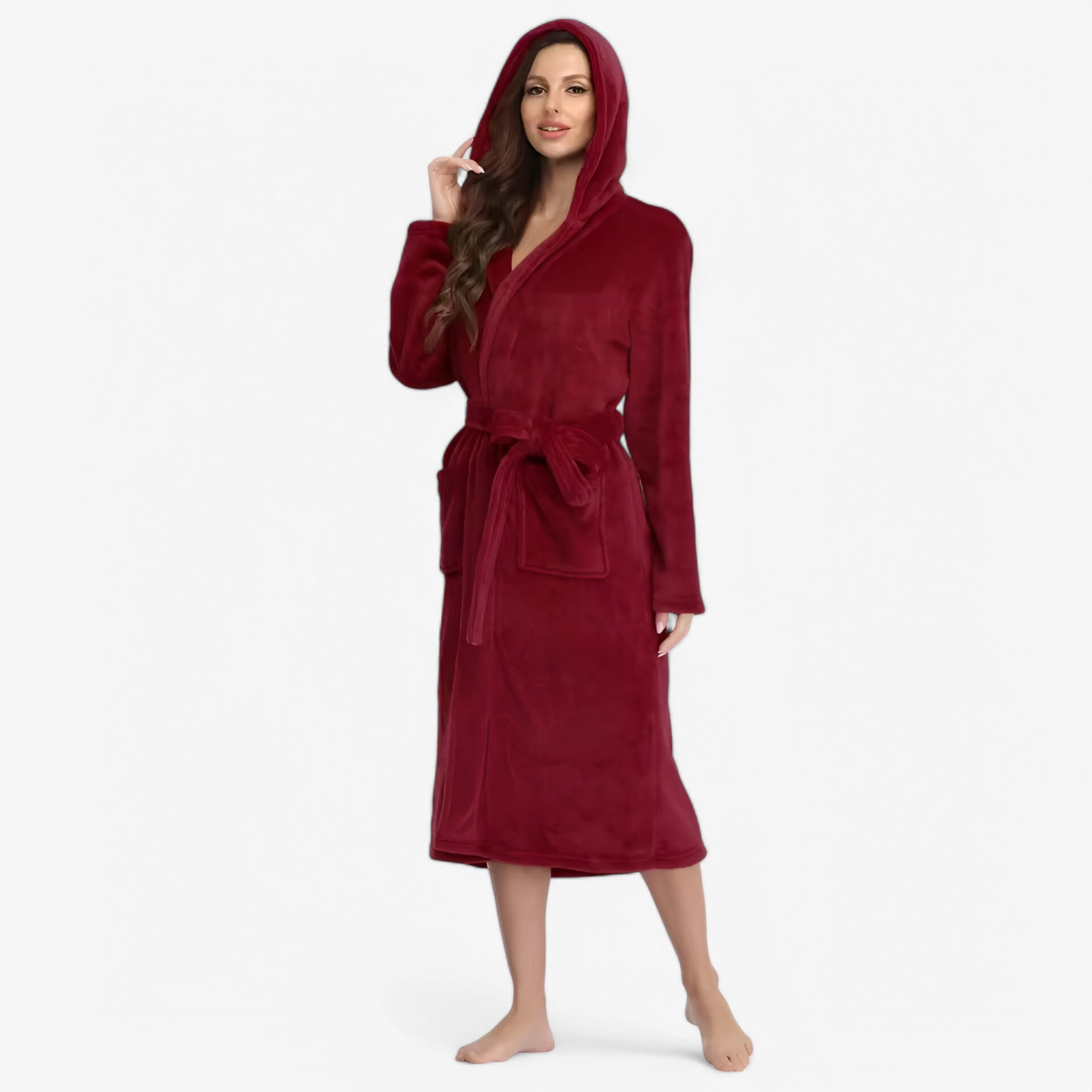 Amalie | Accappatoio in Fleece Morbido e Caldo - Rosso vino - - Concept Palermo