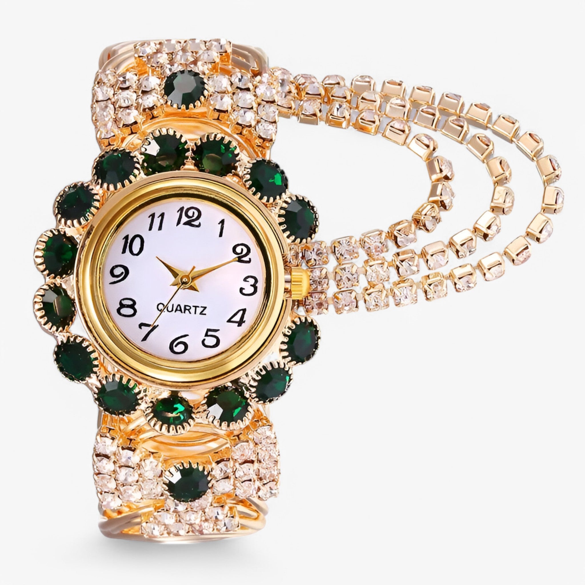 Iris | Orologio al quarzo con strass e cinturino in acciaio - Verde - female watch watch for women - Concept Palermo