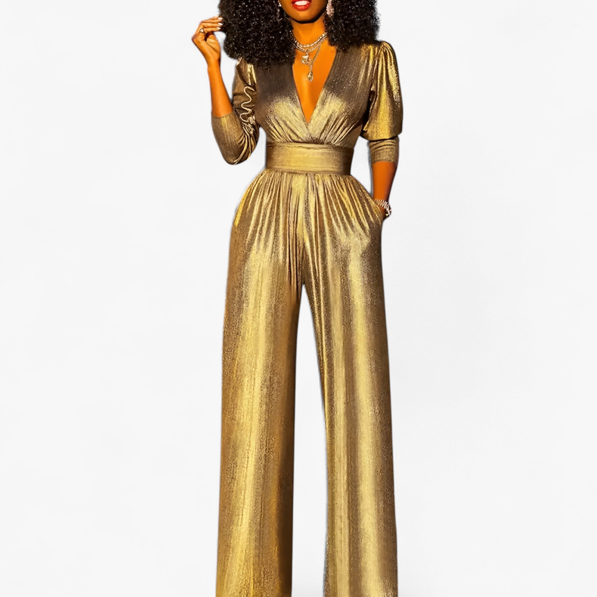 Zara – Elegante tuta verde smeraldo metallizzato con gambe larghe - - DRESS formal dress - Concept Palermo