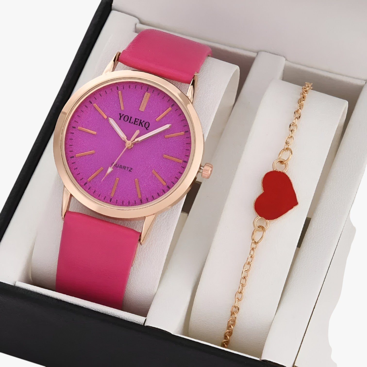Nova | Set Eleganza Femminile 2 Orologi da Donna in Pelle e Bracciale, Stile Lusso al Polso - Rose - female watch ladies watch watch watch for women watches wrist watches for women - Concept Palermo