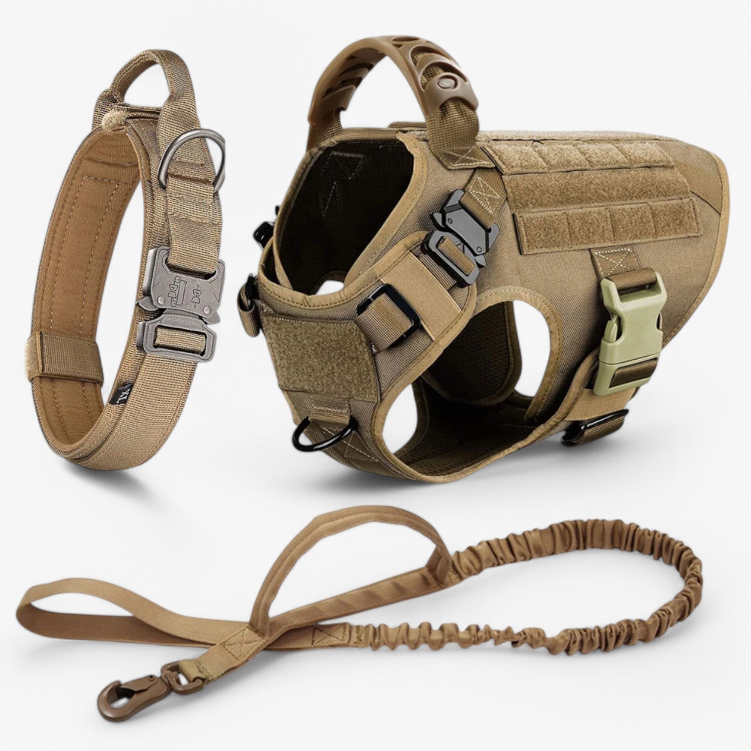 Bernado | Imbracatura tattica per cani - Attrezzatura da addestramento sicura e confortevole - Set Marrone - dog DOG SUPPLIES - Concept Palermo