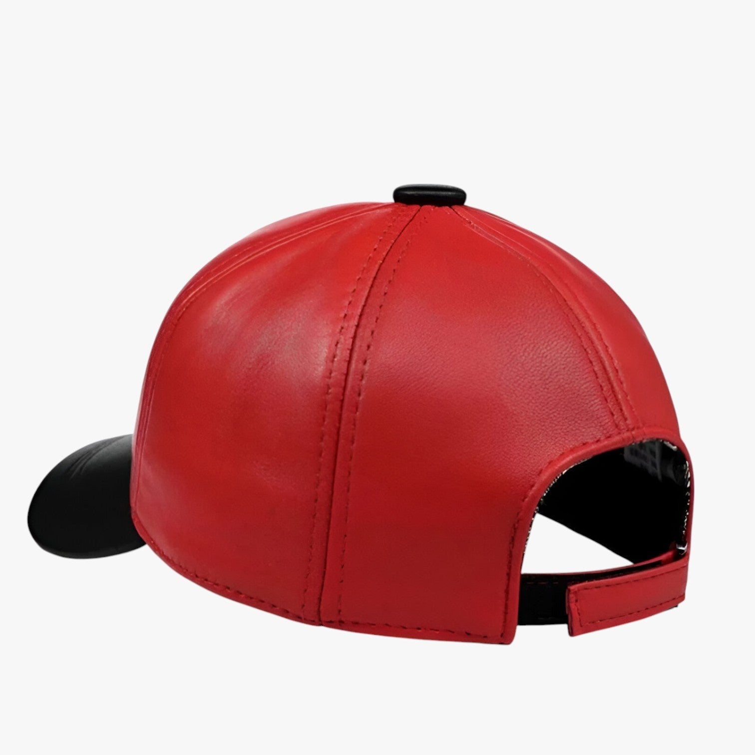 Alessandro | Cappello in pelle rossa – Protezione solare con design ricamato - - Baseball caps caps mens accessory - Concept Palermo
