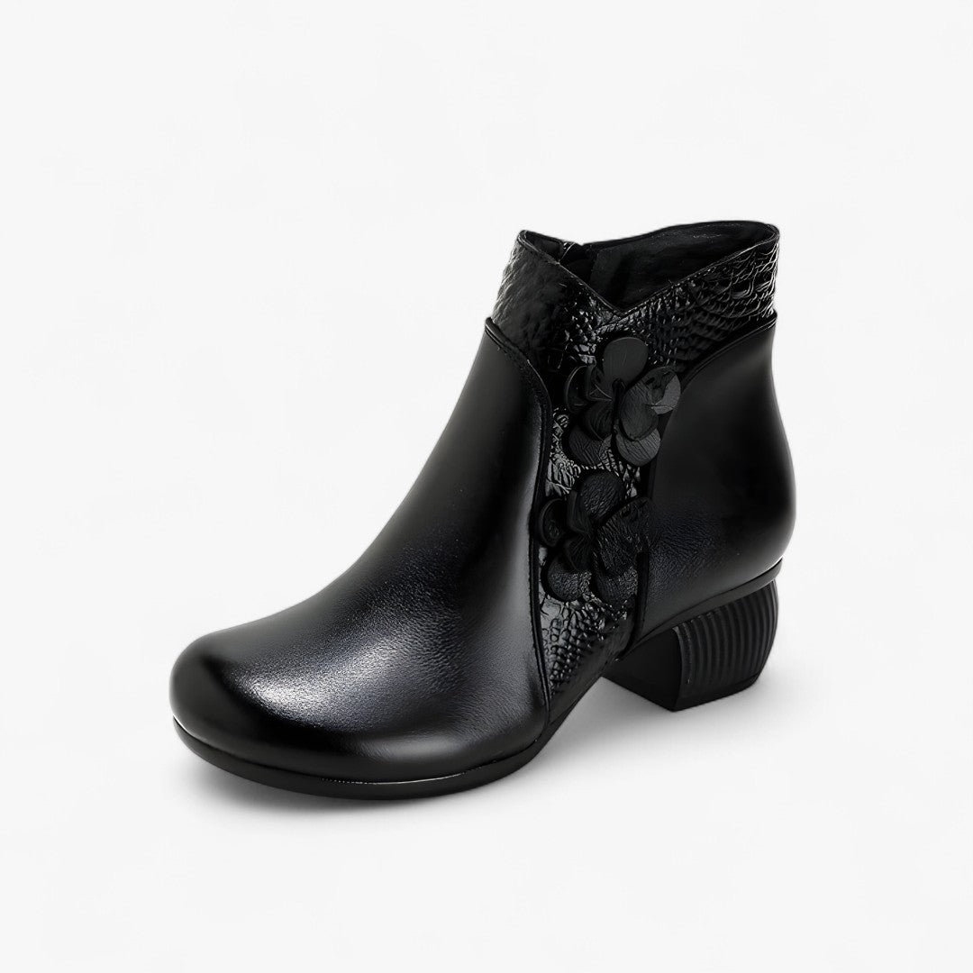Greta | Stivaletti retrò in vera pelle con tacco ottico - Nera - BOOTS Boots & Shoes - Concept Palermo