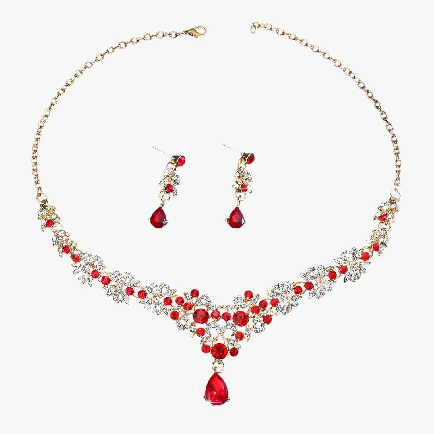Diana | Elegante set di gioielli in cristallo rosso per matrimoni e feste - - elegant womens necklaces necklace NECKLACES Necklaces for Women - Concept Palermo