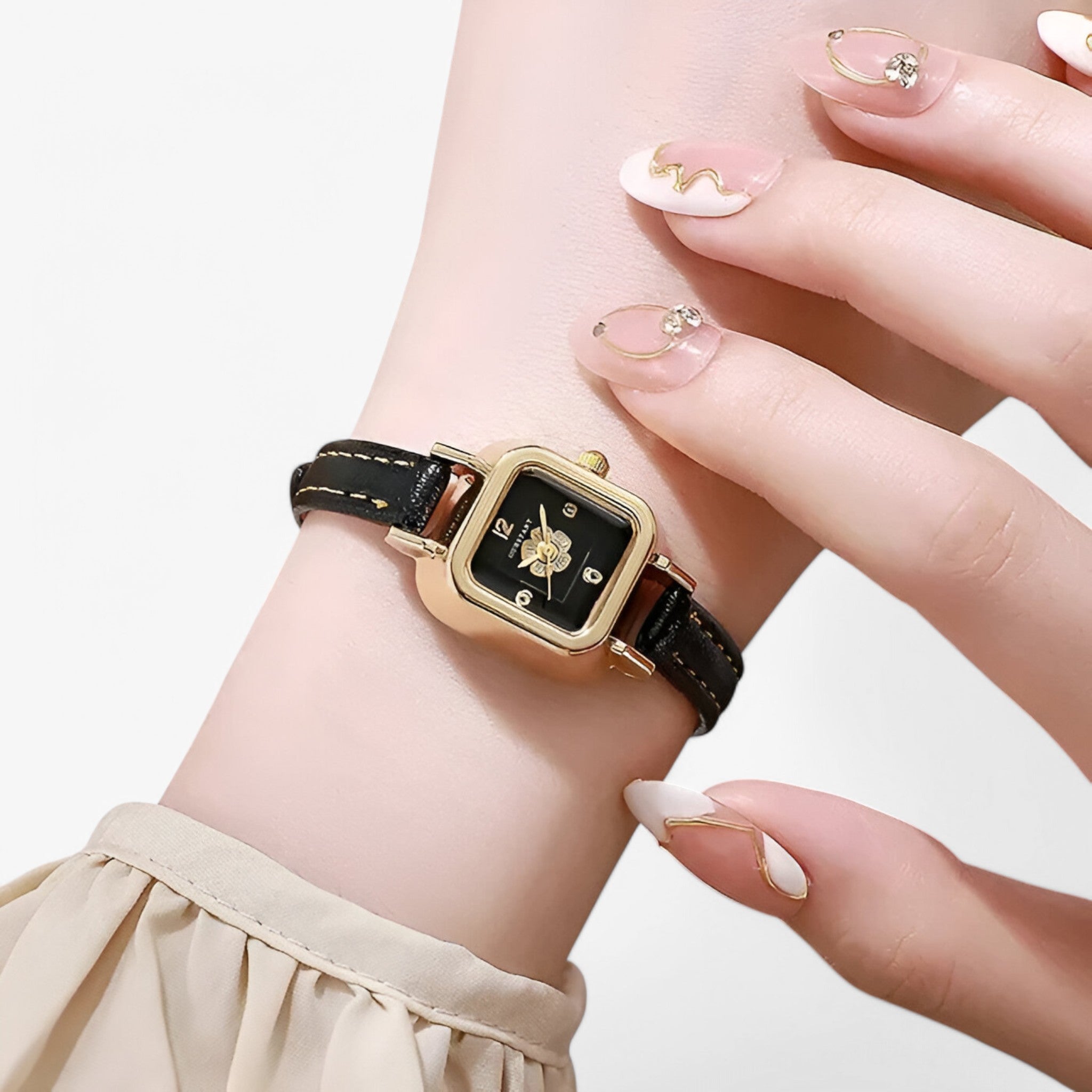 Carol | Orologio da donna al quarzo con quadrante floreale e cinturino in pelle sottile - - female watch watch for women - Concept Palermo