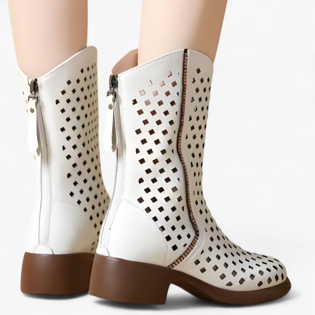 Elise | Stivali traforati in vera pelle a metà polpaccio traspiranti - - BOOTS Boots & Shoes - Concept Palermo