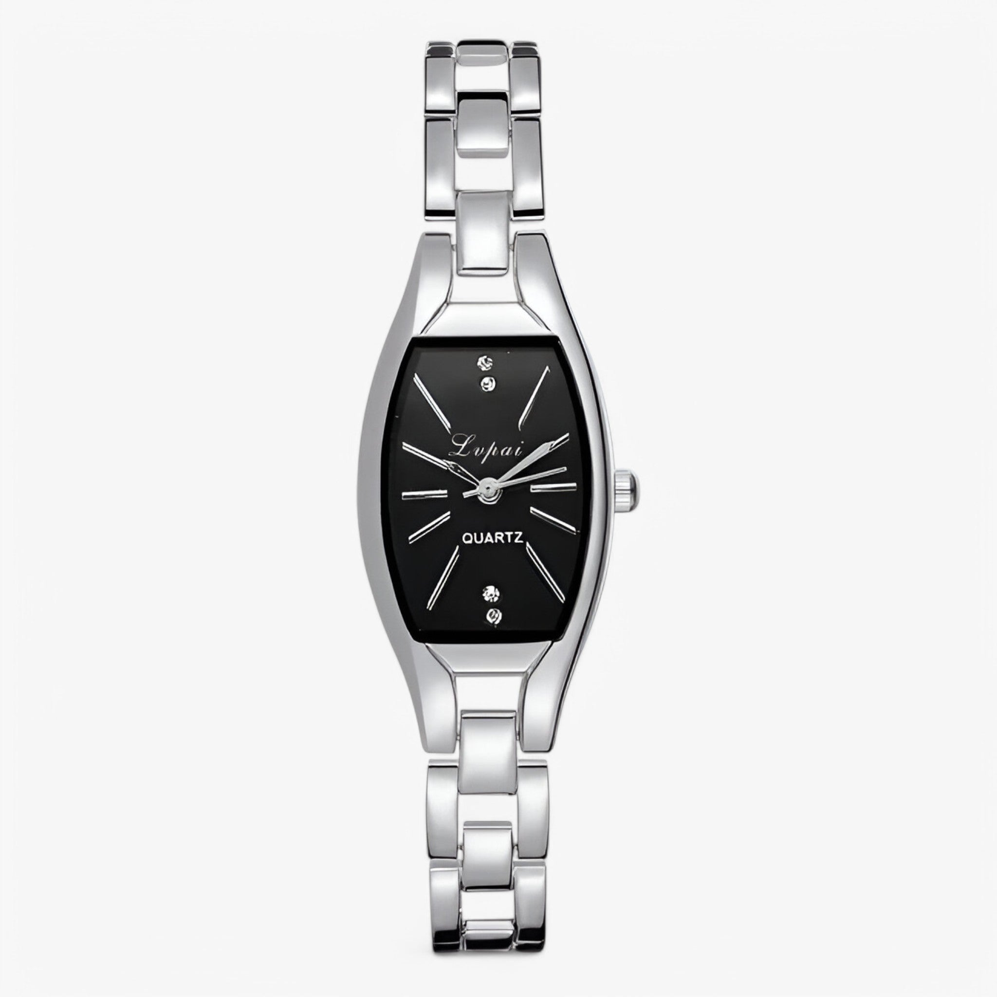 Léa | Orologio da donna minimalista con piccolo quadrante e dettagli in diamanti - Argento Nera - female watch watch for women - Concept Palermo