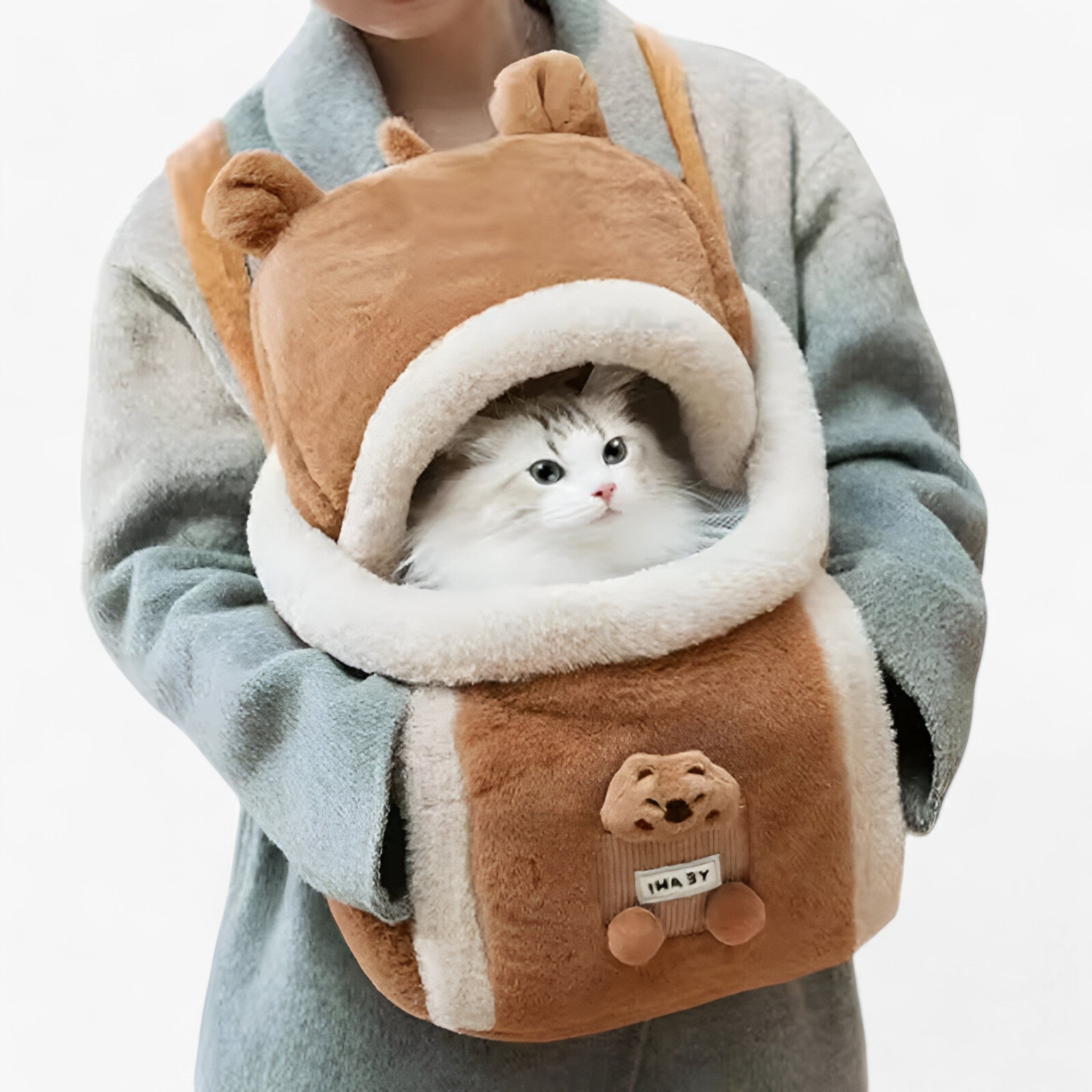 Milo | Borsa per gatti in peluche caldo - Comoda e sicura per viaggiare - Marrone tè - - Concept Palermo