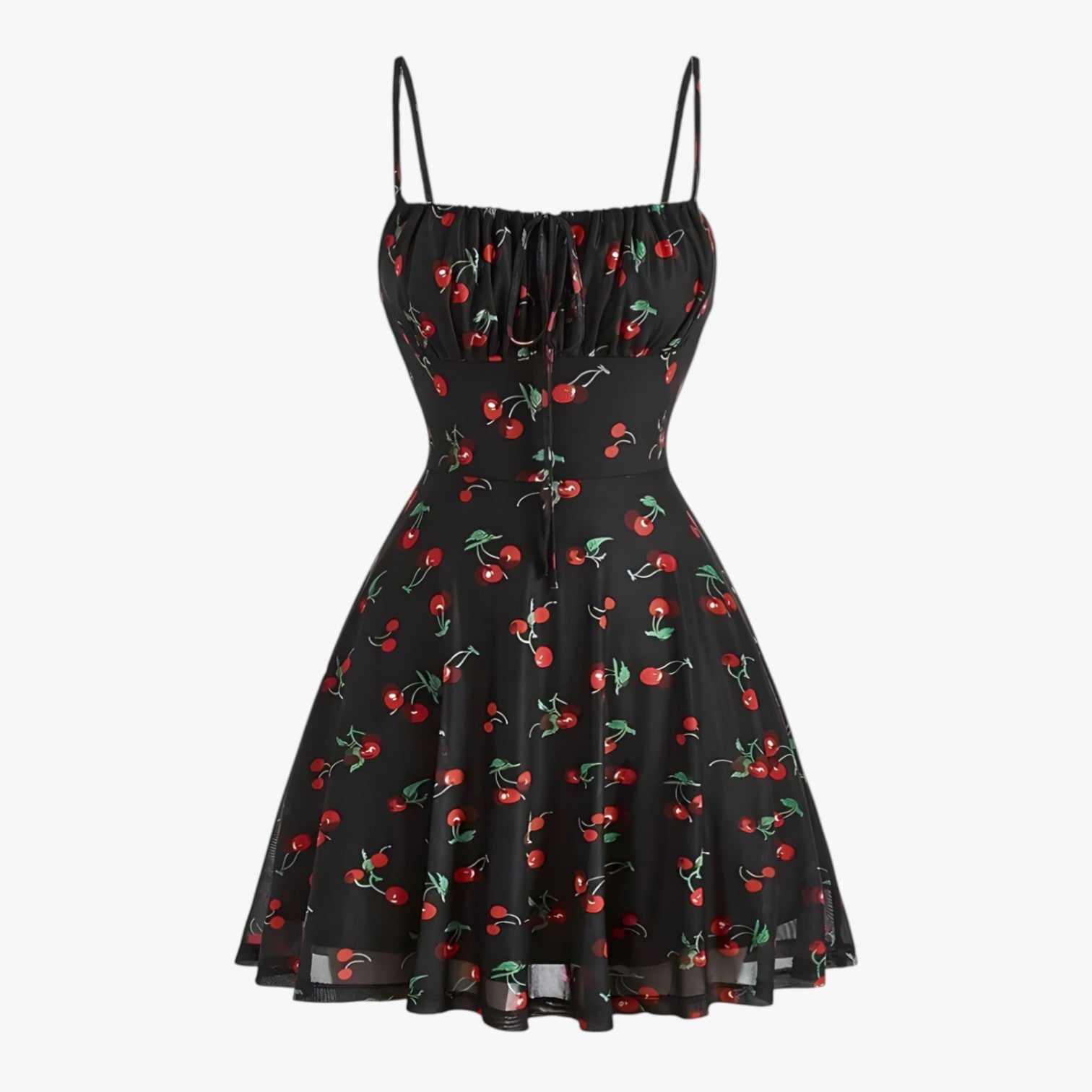 Lola | Abito svasato vintage con stampa ciliegia per feste estive - nero - - Concept Palermo