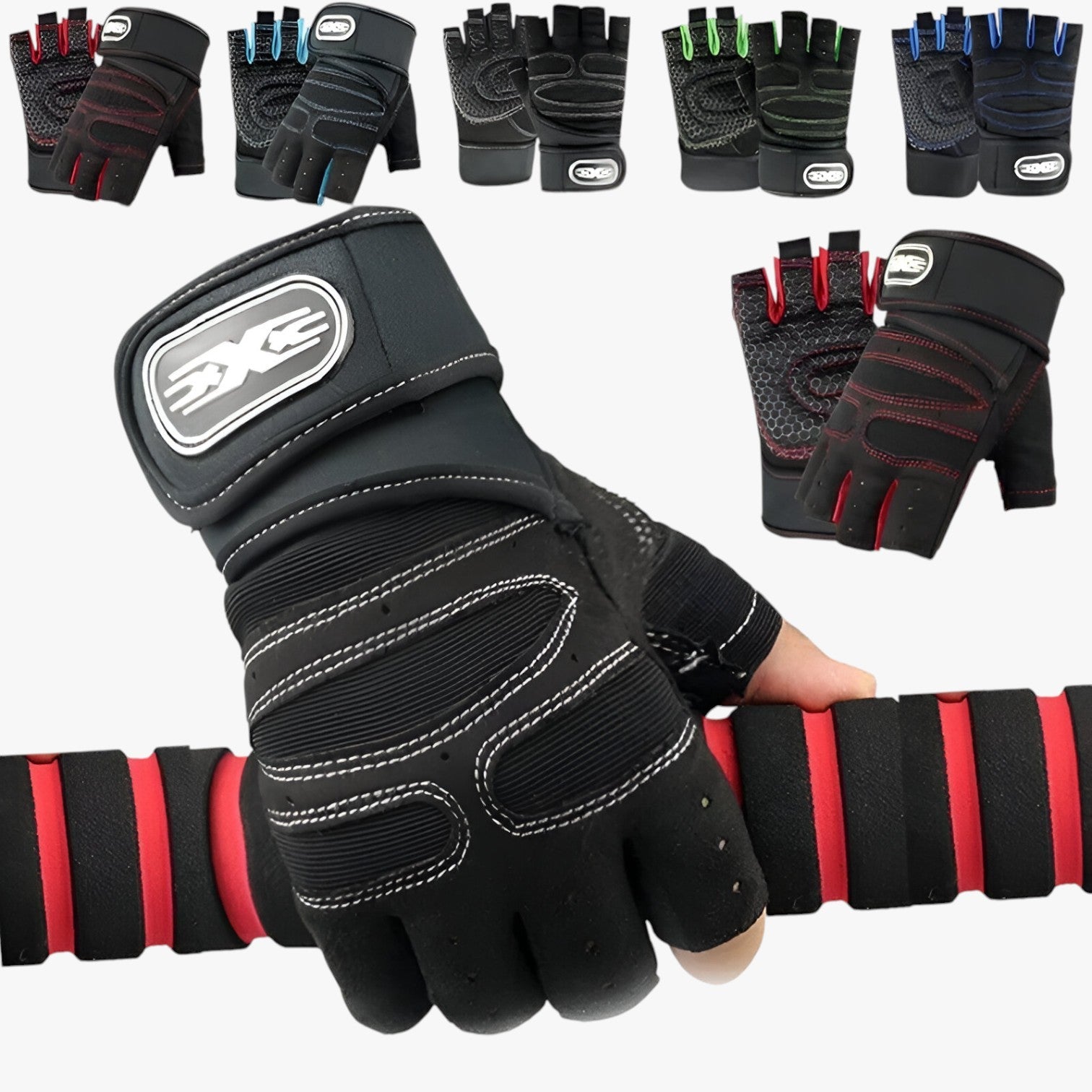 Mirko | Guanti sportivi senza dita con protezione per i polsi - - gloves mens accessory - Concept Palermo