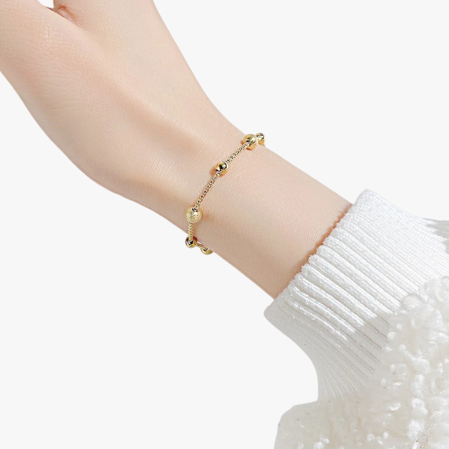 Alaia | Bracciale regolabile con perline smerigliate in acciaio inossidabile - - BRACELET BRACELET FOR WOMEN BRACELETS bracelets for women - Concept Palermo