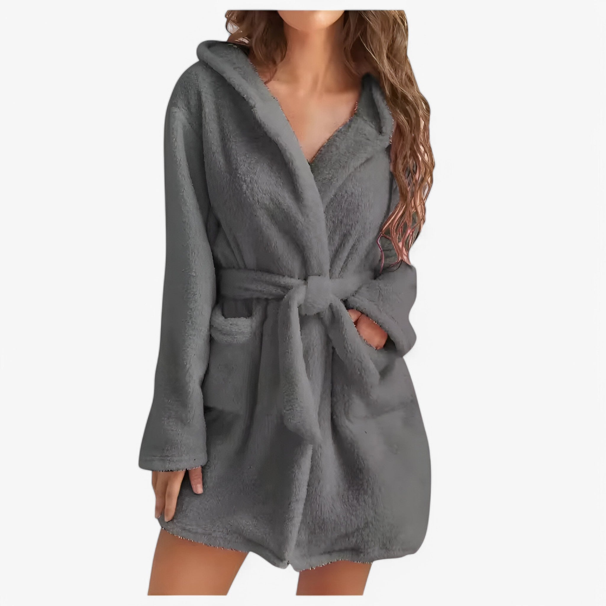 Freja | Accappatoio con Cappuccio Caldo e Morbido - R20225Grigio - Bathrobes - Concept Palermo
