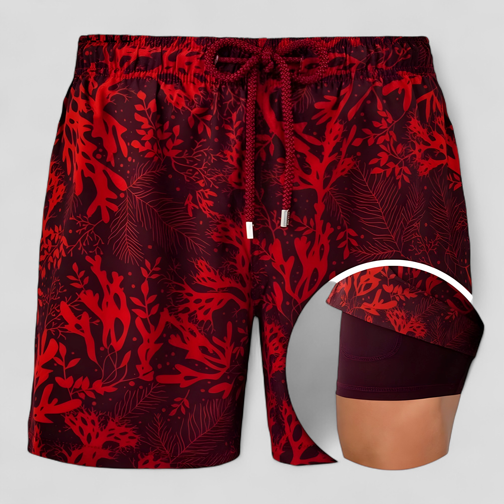 Cesare | Costume Uomo Asciugatura Rapida con Tasche - Rosso 1 - abbigliamento mare cintura con cordino costume da bagno costume da bagno rapido costume da bagno uomo costume elegante costume per attività acquatiche nuoto e sport acquatici shorts da nuoto tasca interna costume - Concept Palermo