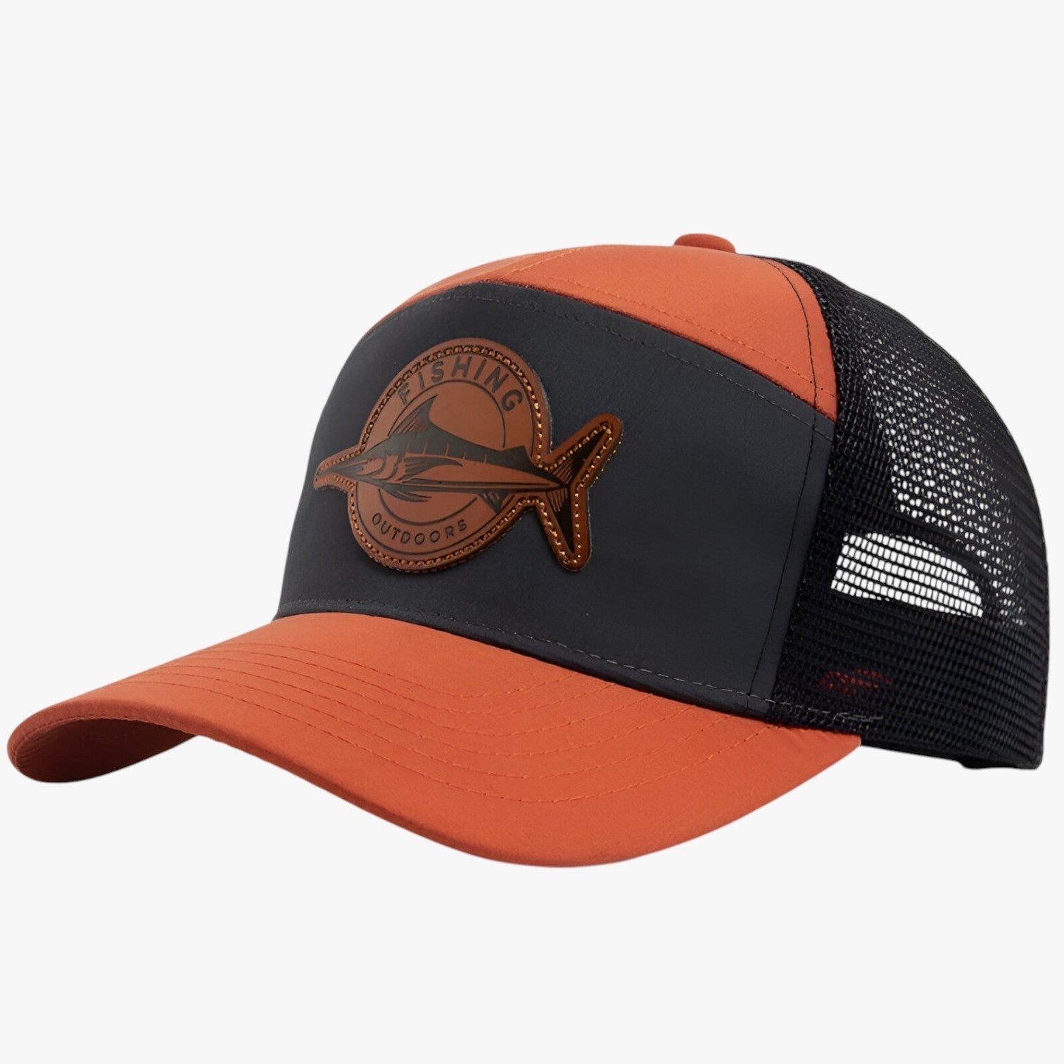 Caden | Elegante – Cappellino estivo da camionista con etichetta in rete e pelle - arancione Regolabile - Baseball caps caps mens accessory mens cap - Concept Palermo