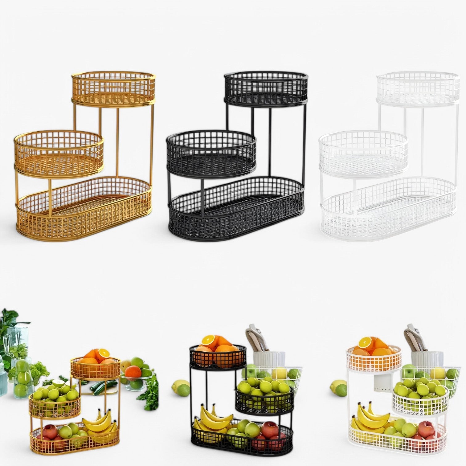Milena | Elegante cesta di frutta in ferro – Mantieni la frutta fresca e organizzata - - Kitchen kitchen accessory - Concept Palermo