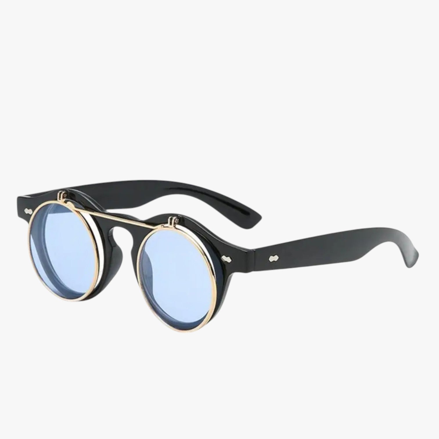 Zain | Occhiali da Sole Retrò Unisex Doppia Lente Flip & Protezione UV Punk - nero blu - Fashion Sunglasses mens sunglasses Sunglasses - Concept Palermo