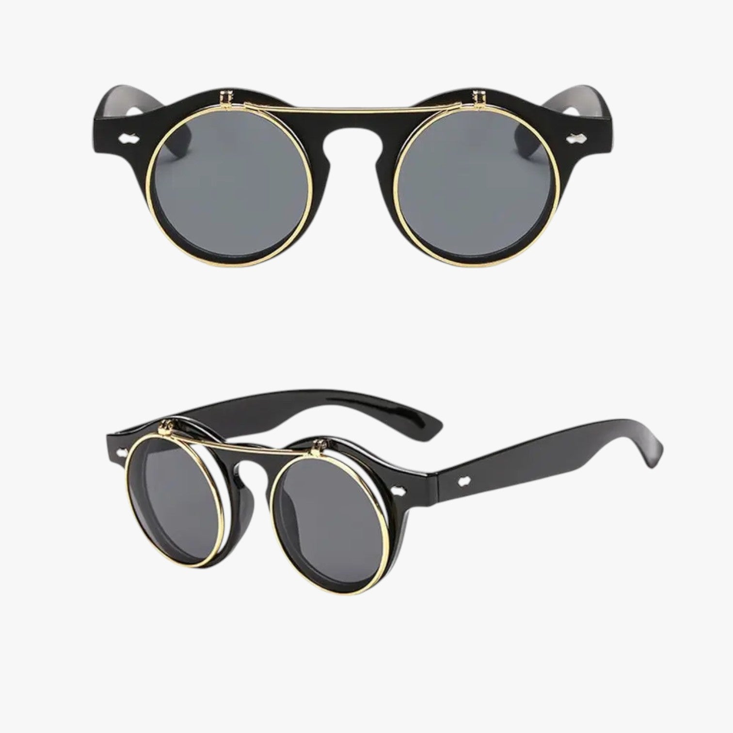 Zain | Occhiali da Sole Retrò Unisex Doppia Lente Flip & Protezione UV Punk - - Fashion Sunglasses mens sunglasses Sunglasses - Concept Palermo