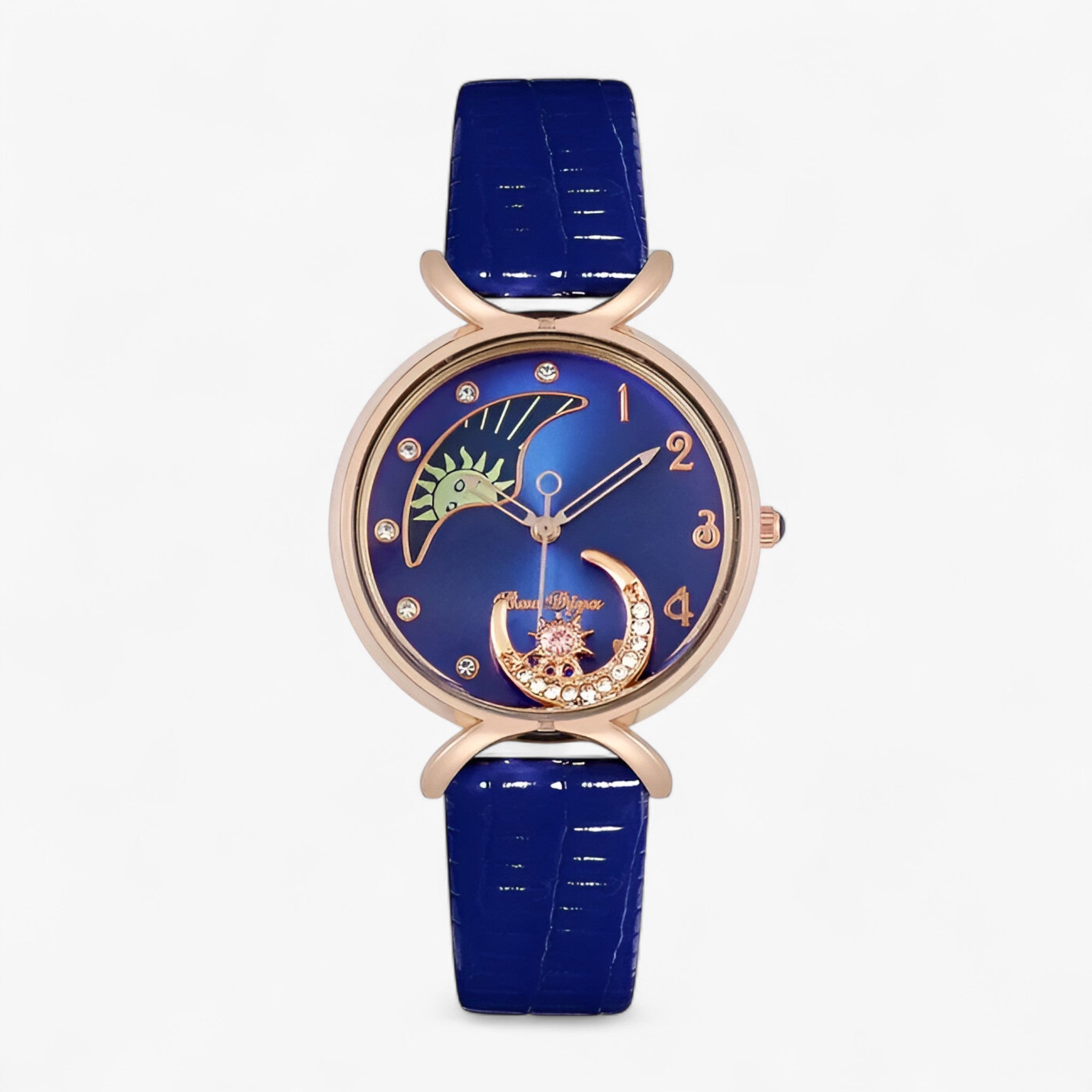 Lucia | Orologio da donna di lusso al quarzo con cinturino in pelle e luna mobile - Blu - female watch watch for women - Concept Palermo