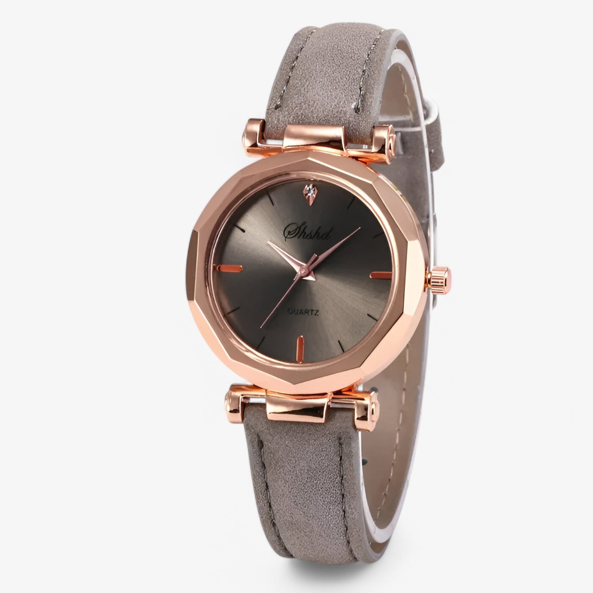 Aria | Orologio da donna in pelle con cristalli e movimento al quarzo - Grigio - female watch watch for women - Concept Palermo