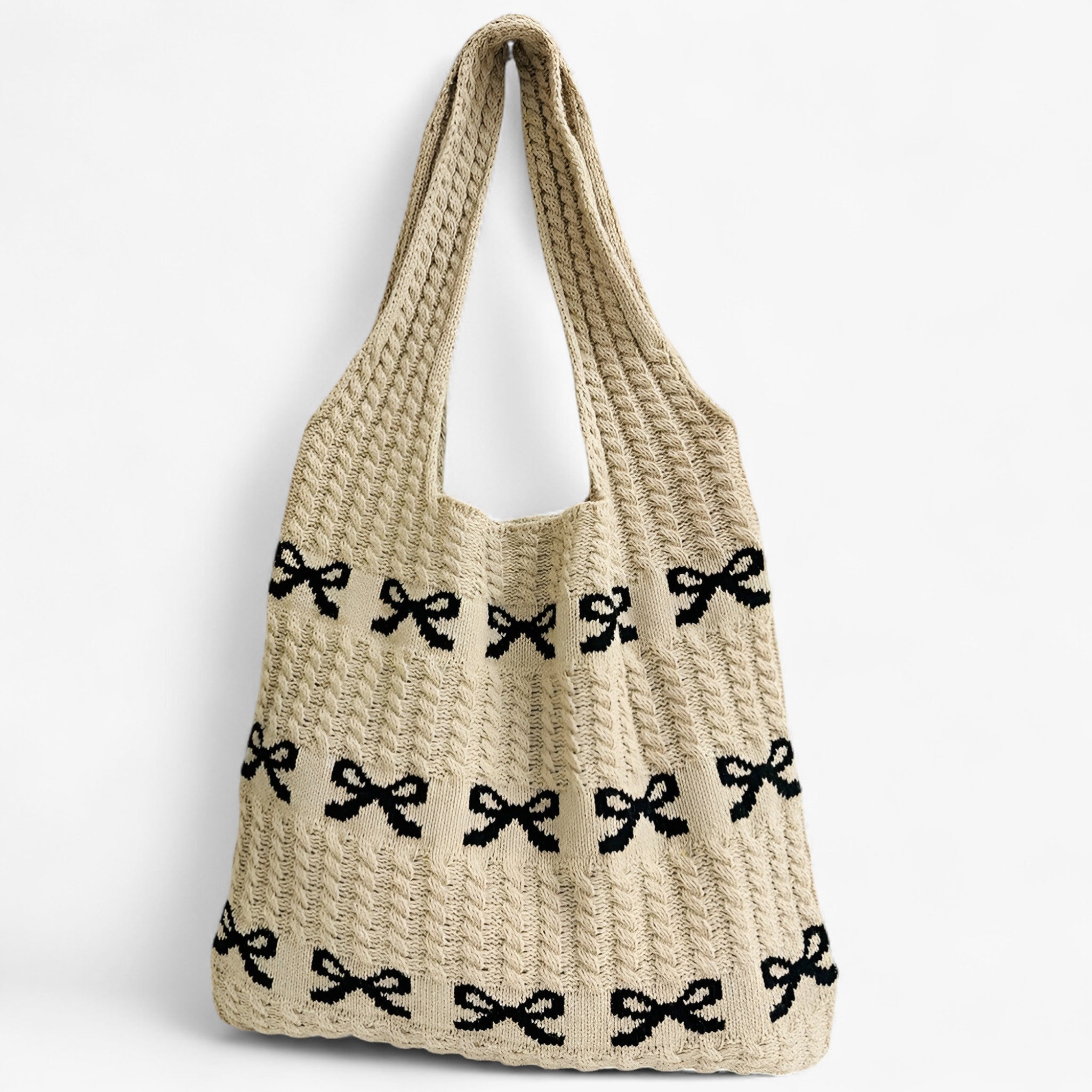 Francesca | Borsa All’Uncinetto con Fiocco - Nero - - Concept Palermo