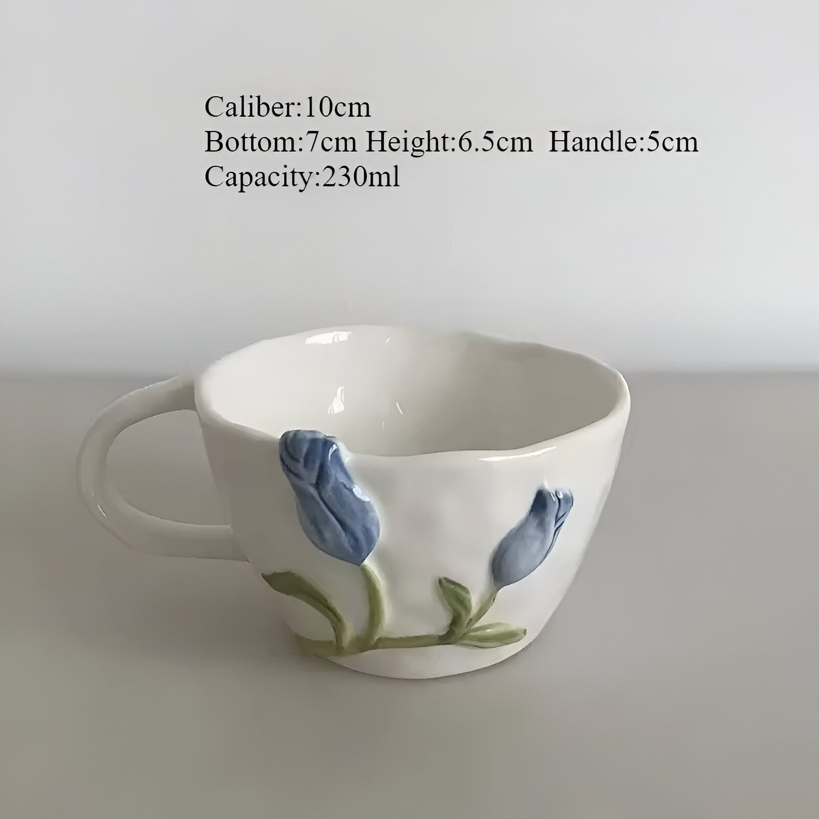 Florina | Tazza da caffè in ceramica creativa a forma di tulipano con piattino - Tazza blu 260-310ML - - Concept Palermo