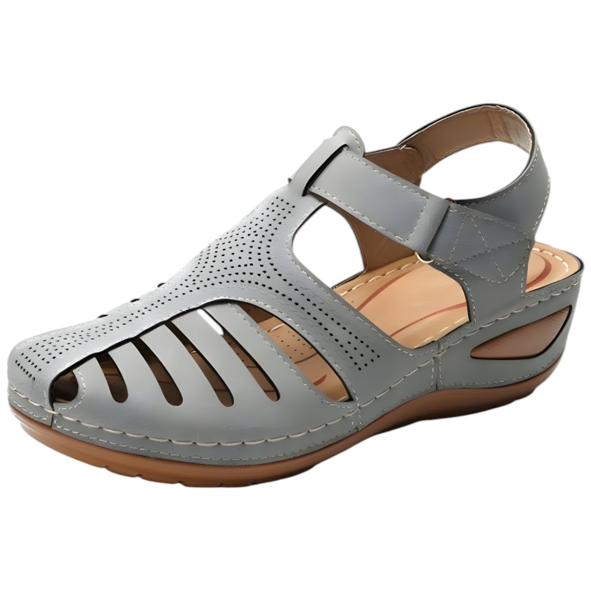 Nova | Sandali comfort traforati con cinturino - Grigio - breathable sandals casual sandals easy wear sandals fashion sandals - Concept Palermo