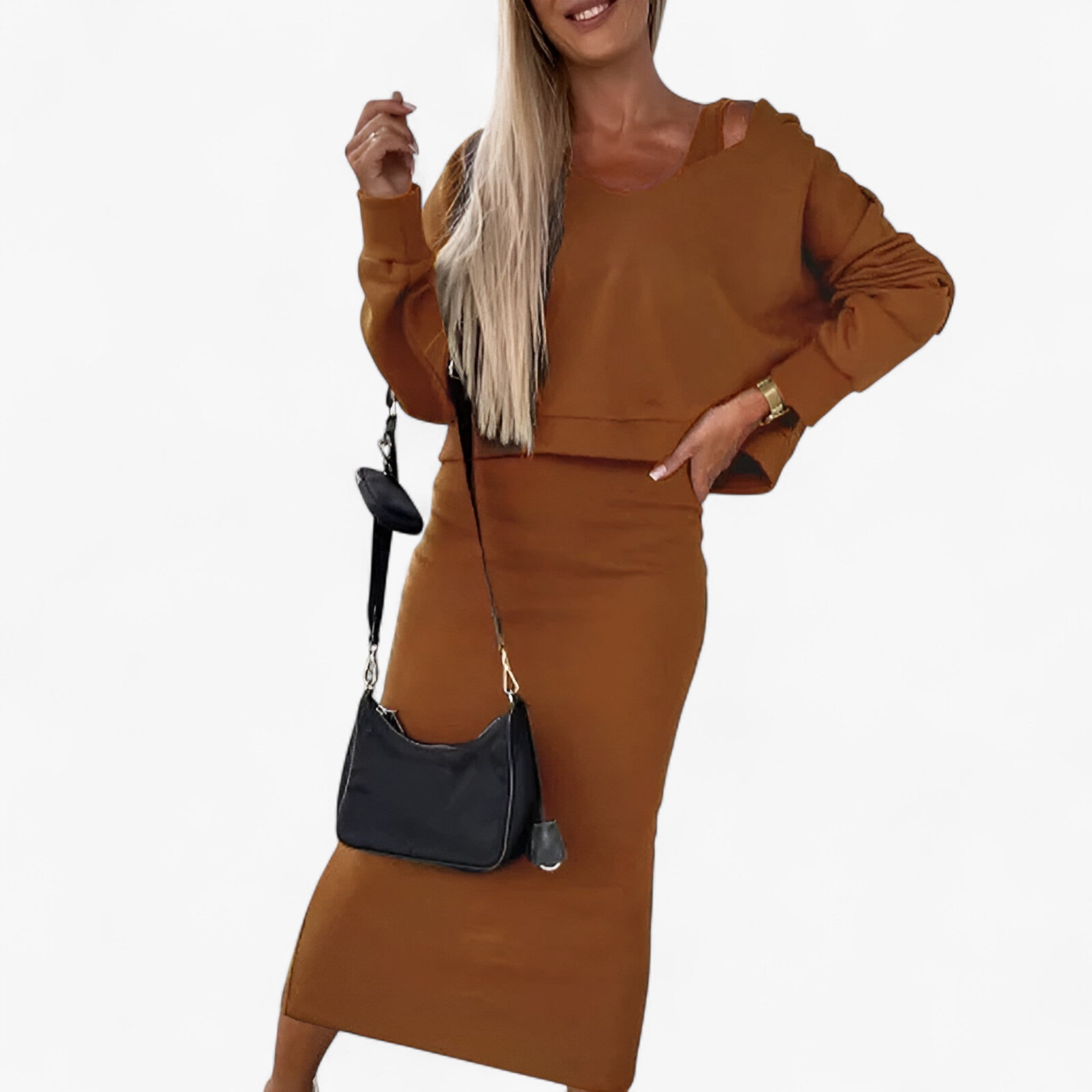 Lea | Set maglione e vestito – Comodo e sexy - Cioccolato - - Concept Palermo