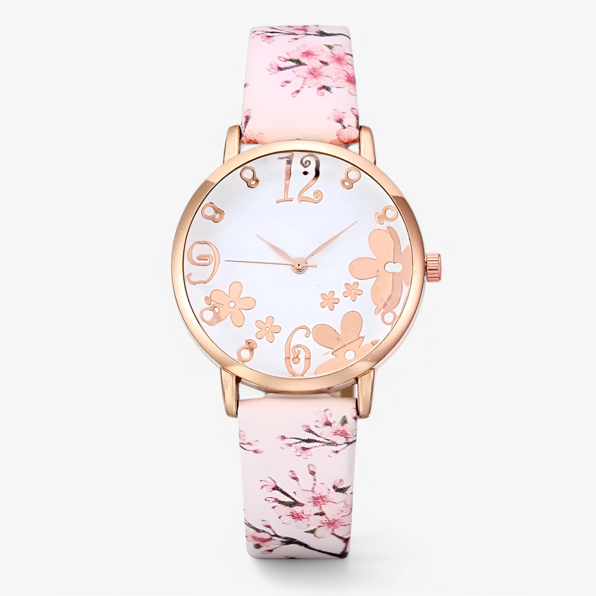 Kimberly | Orologio da donna in pelle con quadrante floreale e bracciale coordinato - Bianca - female watch watch for women - Concept Palermo