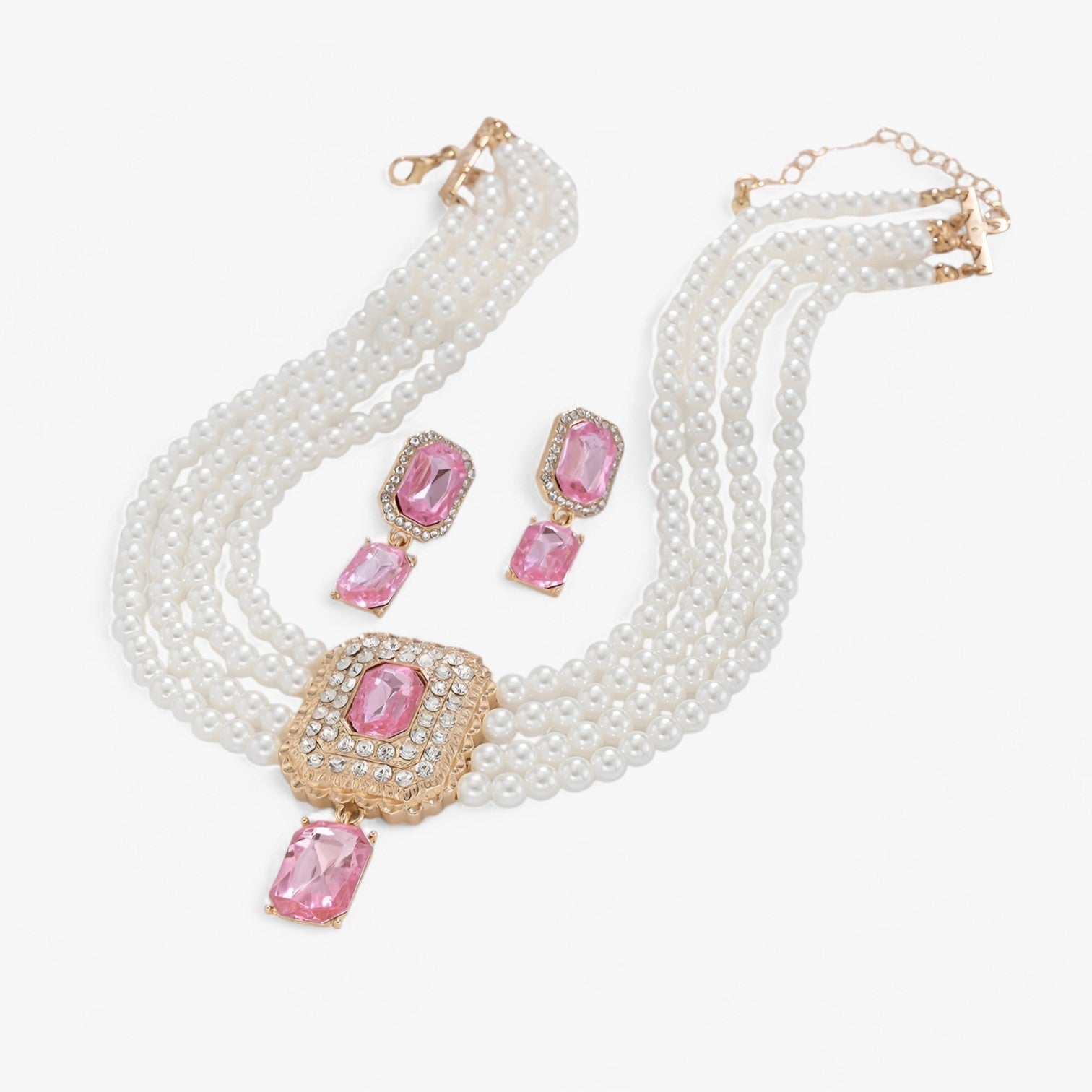 Rebecca | Eleganza Retro Lattaceo: Set di gioielli a più strati con perle per donne - Colore oro rosa - Accessories Jewelry Gift Gifts for women women - Concept Palermo