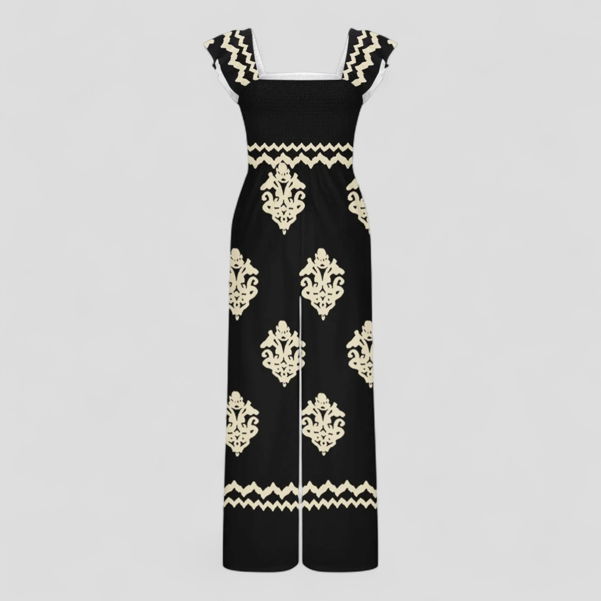 Marisa | Tuta Elegante Donna Bohemien a Vita Alta - nero - abbigliamento casual gamba larga look vintage moda femminile tuta bohemien tuta con cappuccio tuta donna tuta elegante tuta estiva vita alta - Concept Palermo