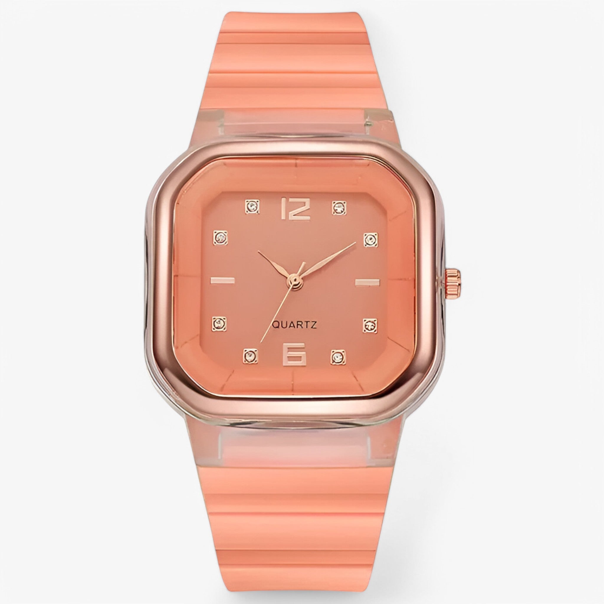 Janessa | Orologio da donna in silicone con quadrante grande e dettagli strass - arancia - female watch watch for women - Concept Palermo
