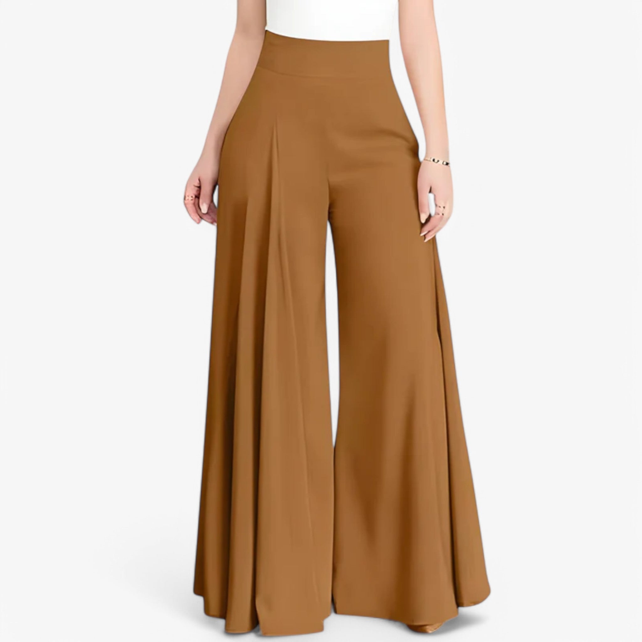 Anna | Pantaloni a gamba larga: eleganti e comodi - Colore cammello - - Concept Palermo