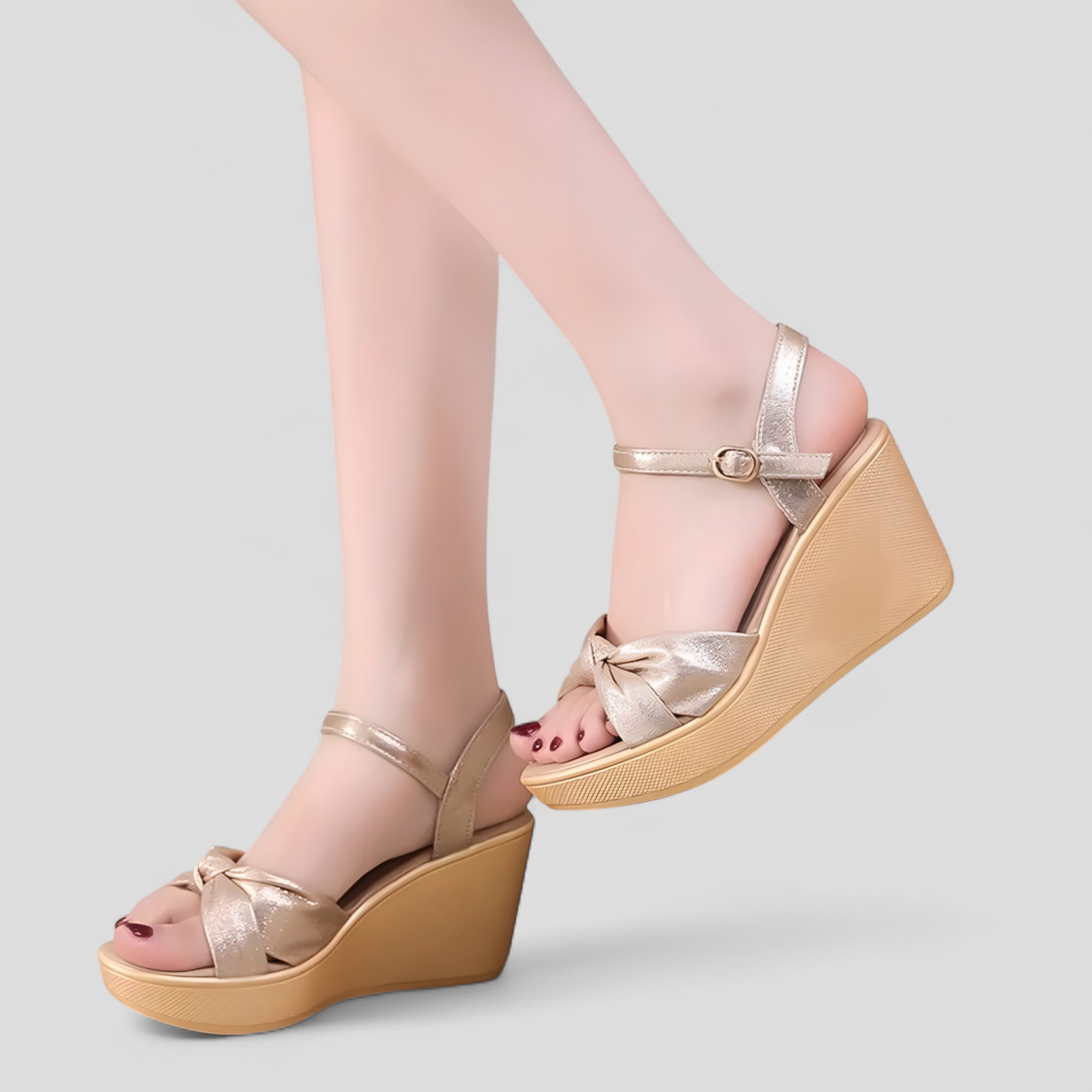 Ellen | Sandali plateau da donna con dettaglio a ginocchio e tacco a cono - - breathable sandals casual sandals elegant sandals fashion sandals must-have sandals walking sandals - Concept Palermo