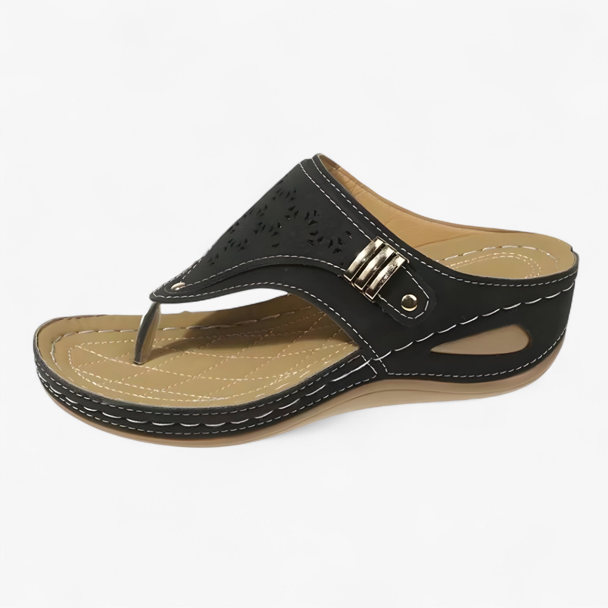 Meryl | Sandali Ortopedici con Zeppa - Nero - - Concept Palermo