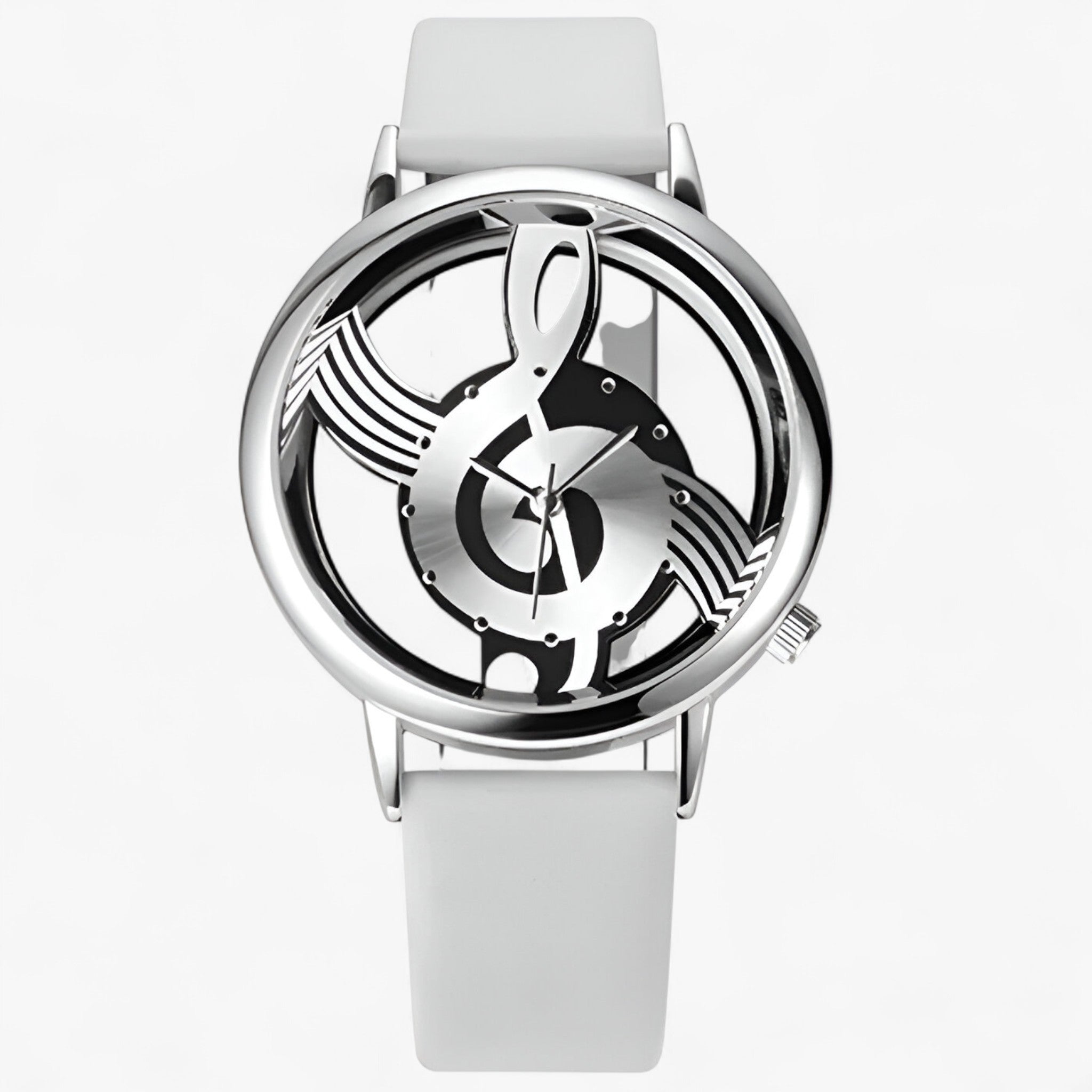 Larissa | Orologio musicale alla moda con cinturino in pelle - Bianca - female watch watch for women - Concept Palermo