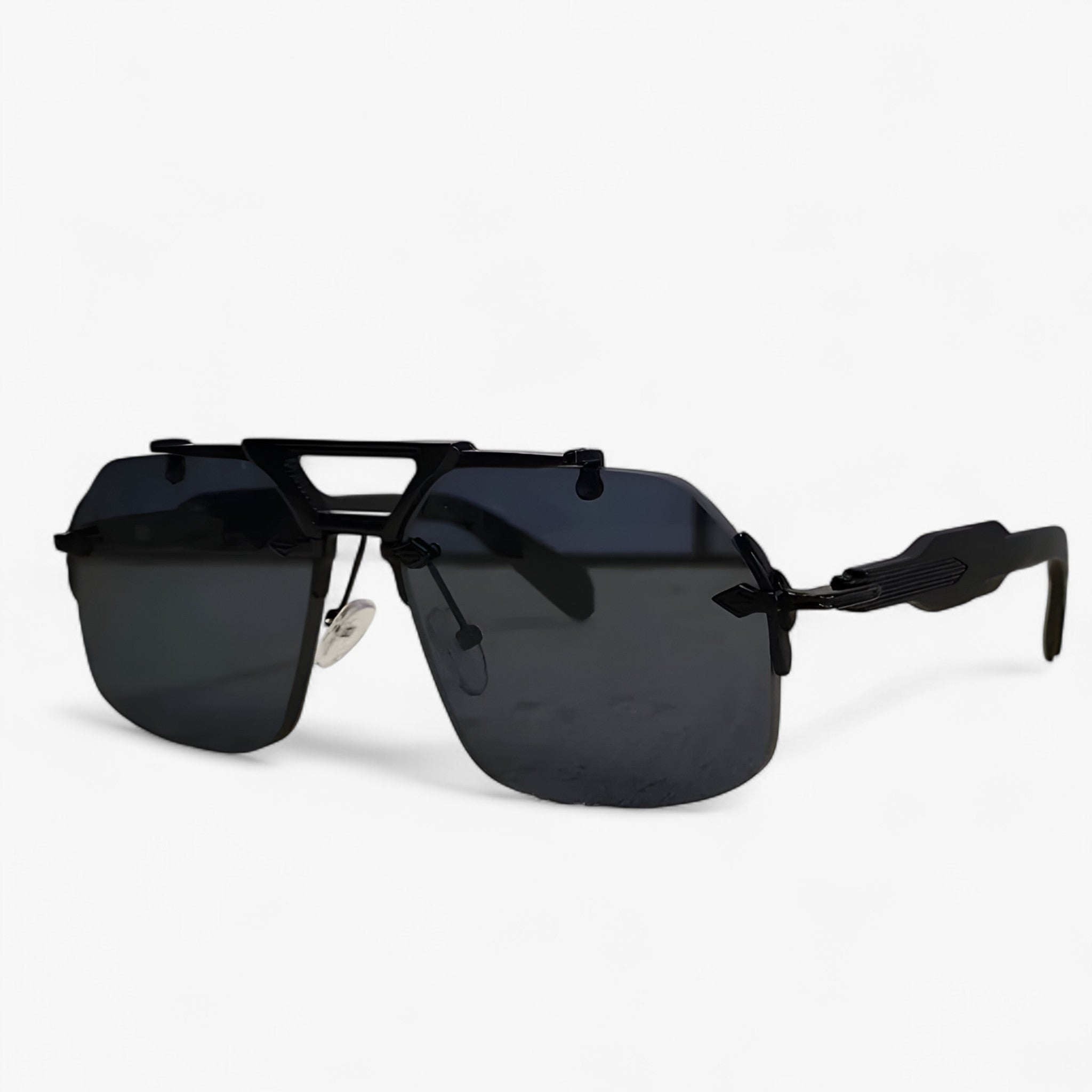 Tabb | Occhiali da sole oversize punk senza montatura in metallo - NeroGrigio - Fashion Sunglasses men sunglasses polarized mens sunglasses Polarized man sunglasses Sunglasses sunglasses polarized men - Concept Palermo
