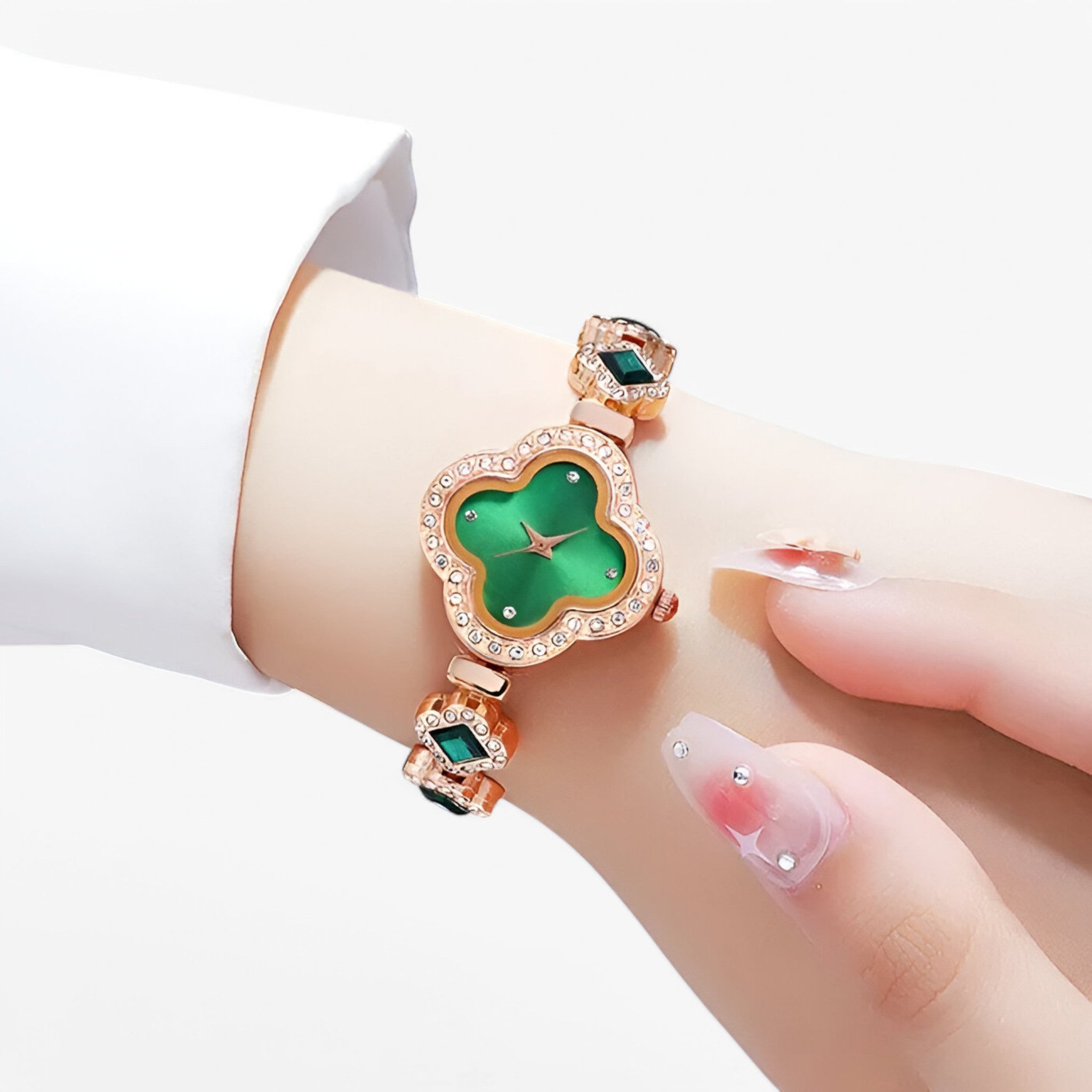 Clara | Orologio al quarzo con quadrifoglio e intarsio di diamanti - - female watch watch for women - Concept Palermo