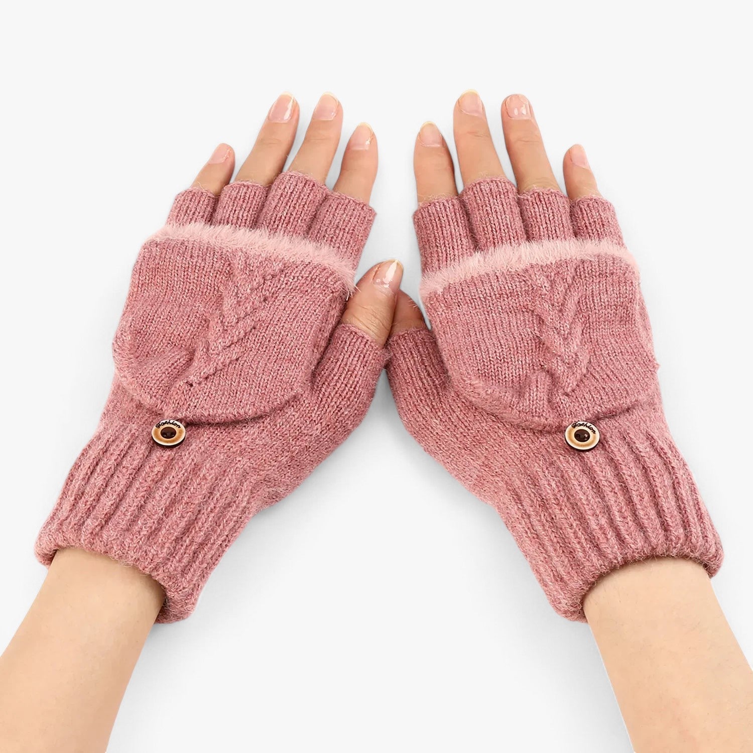 Harper | Guanti da donna in maglia spessa e pieghettata, per il freddo - Rosa scuro Taglia unica - - Concept Palermo