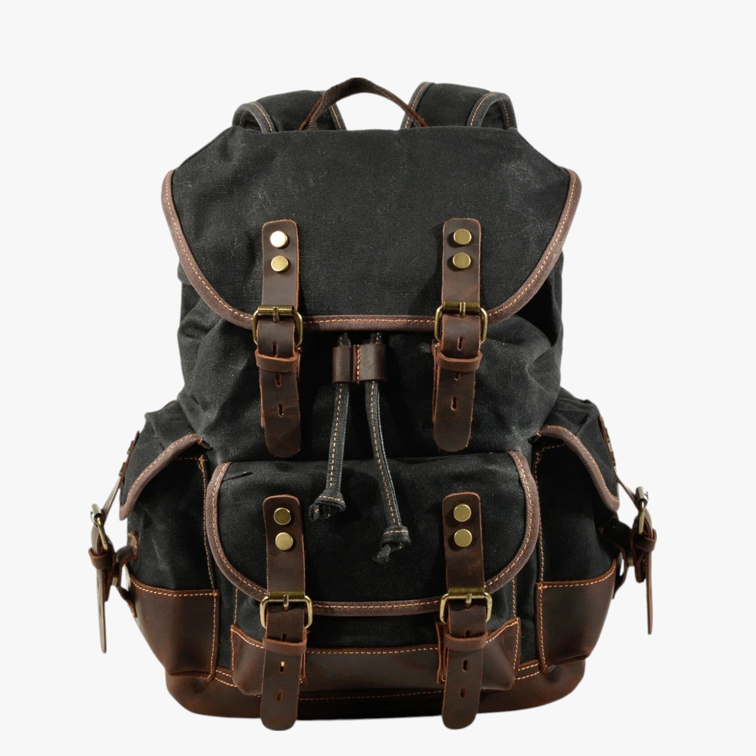 Conor | Zaino Escursionismo Tela e Pelle a Grande Capacità - nero - bag Bags bags for men mens bag - Concept Palermo
