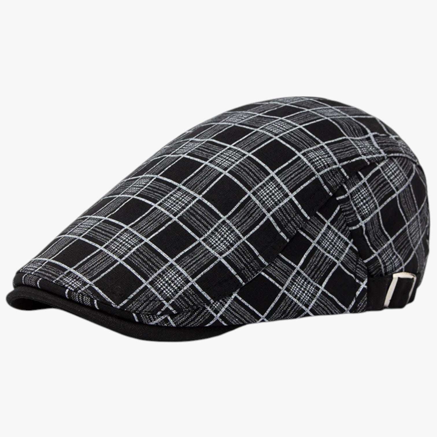 Blake | Berretto Estivo in Cotone e Lino Vintage - Plaid Black Adjustable 54-59 cm - caps mens cap - Concept Palermo