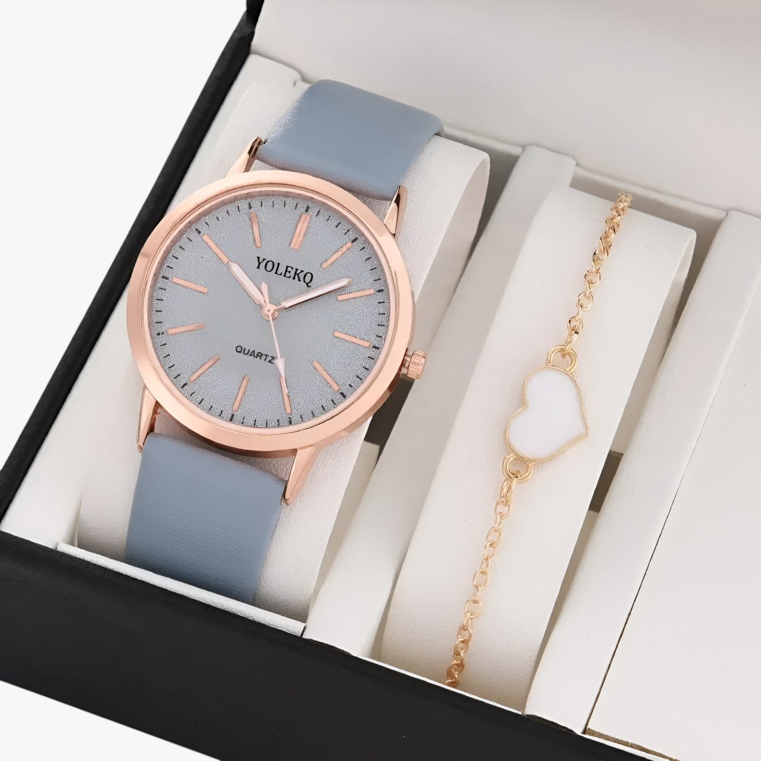 Nova | Set Eleganza Femminile 2 Orologi da Donna in Pelle e Bracciale, Stile Lusso al Polso - SKY BLUE - female watch ladies watch watch watch for women watches wrist watches for women - Concept Palermo