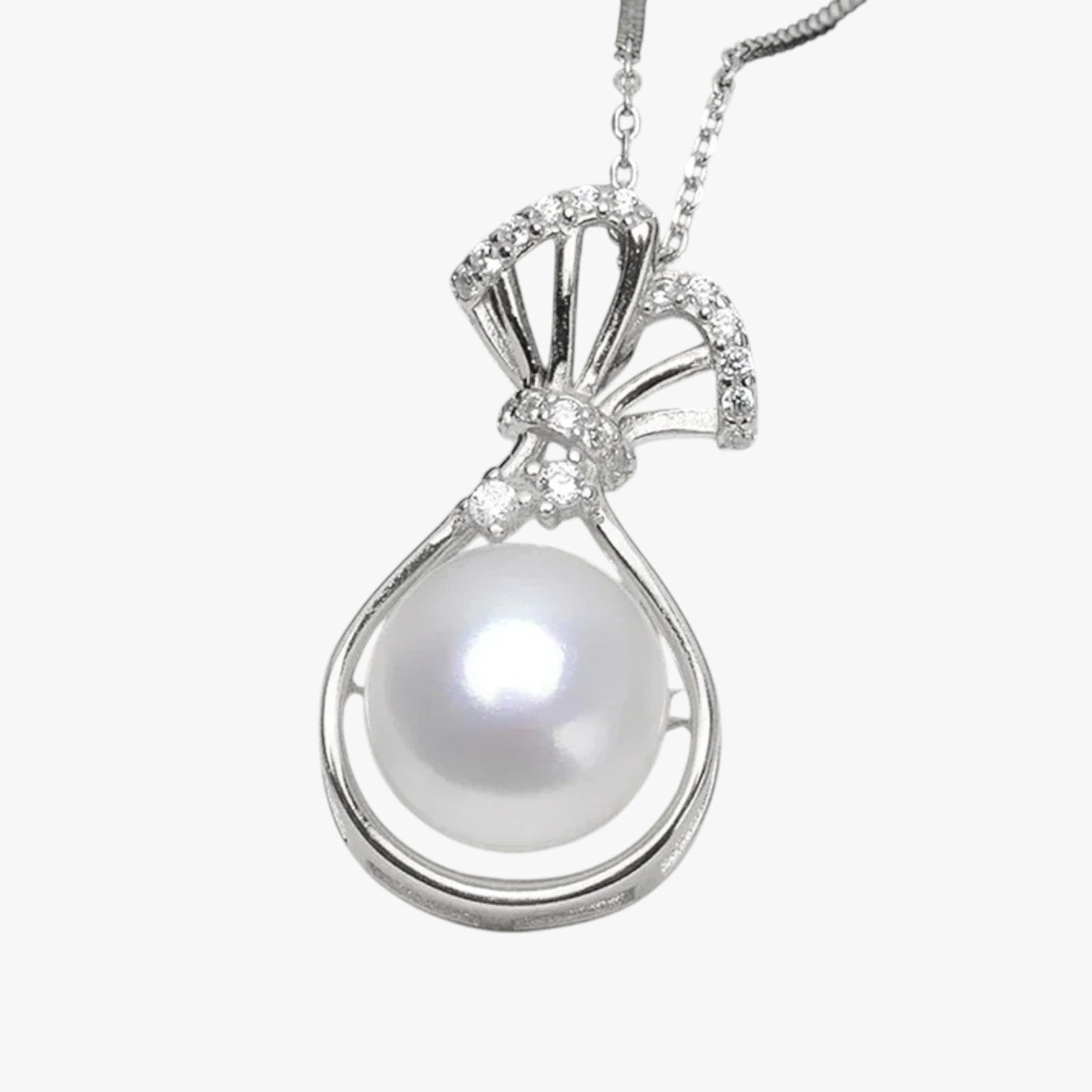 Elina | Collana Borsa con Perla Imitata Eleganza Unica per Occasioni Speciali - argento 45cm - elegant womens necklaces necklace NECKLACES Necklaces for Women - Concept Palermo