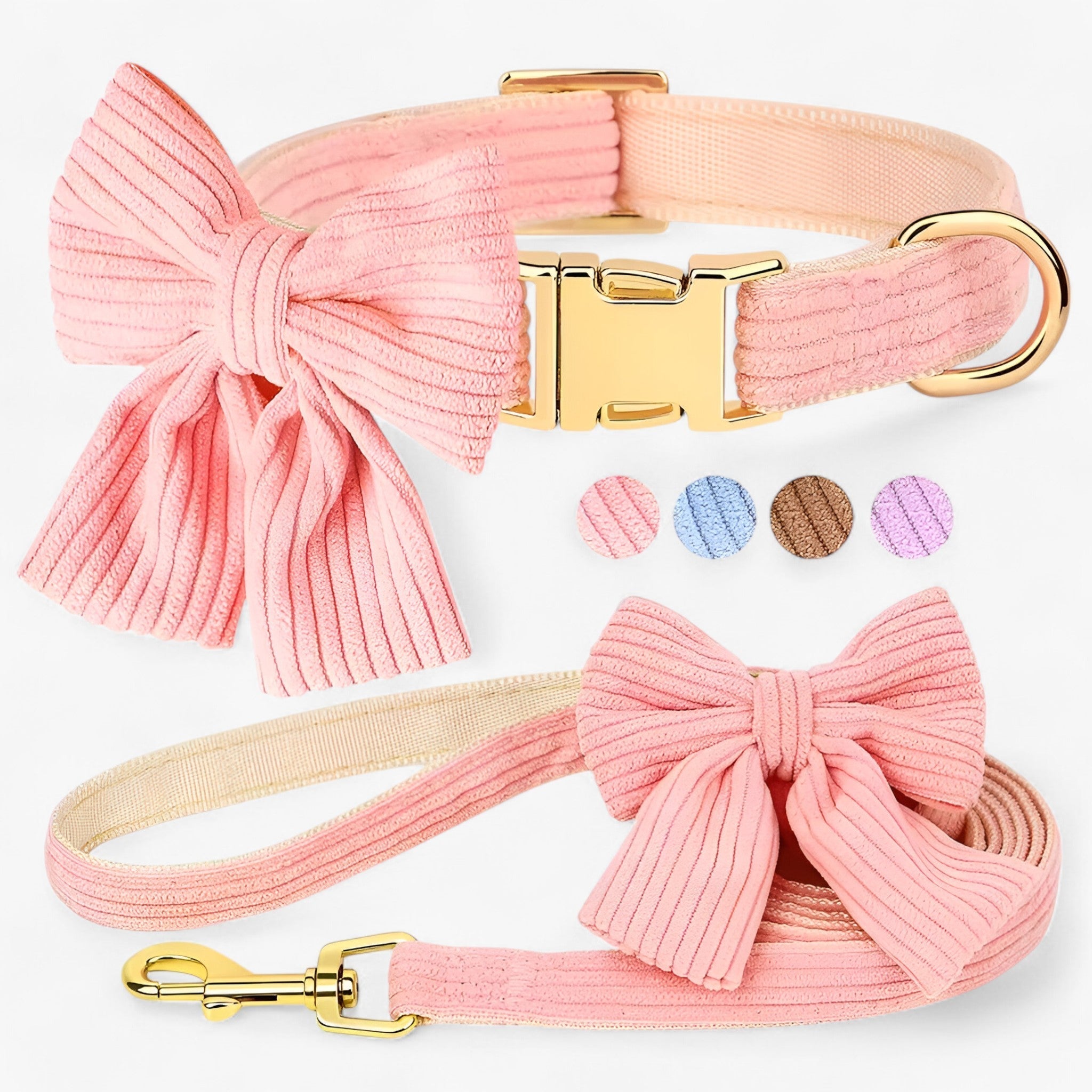 Luna | Set Collare e Guinzaglio Rosa Chiaro per Cani Piccoli e Medi - - - Concept Palermo
