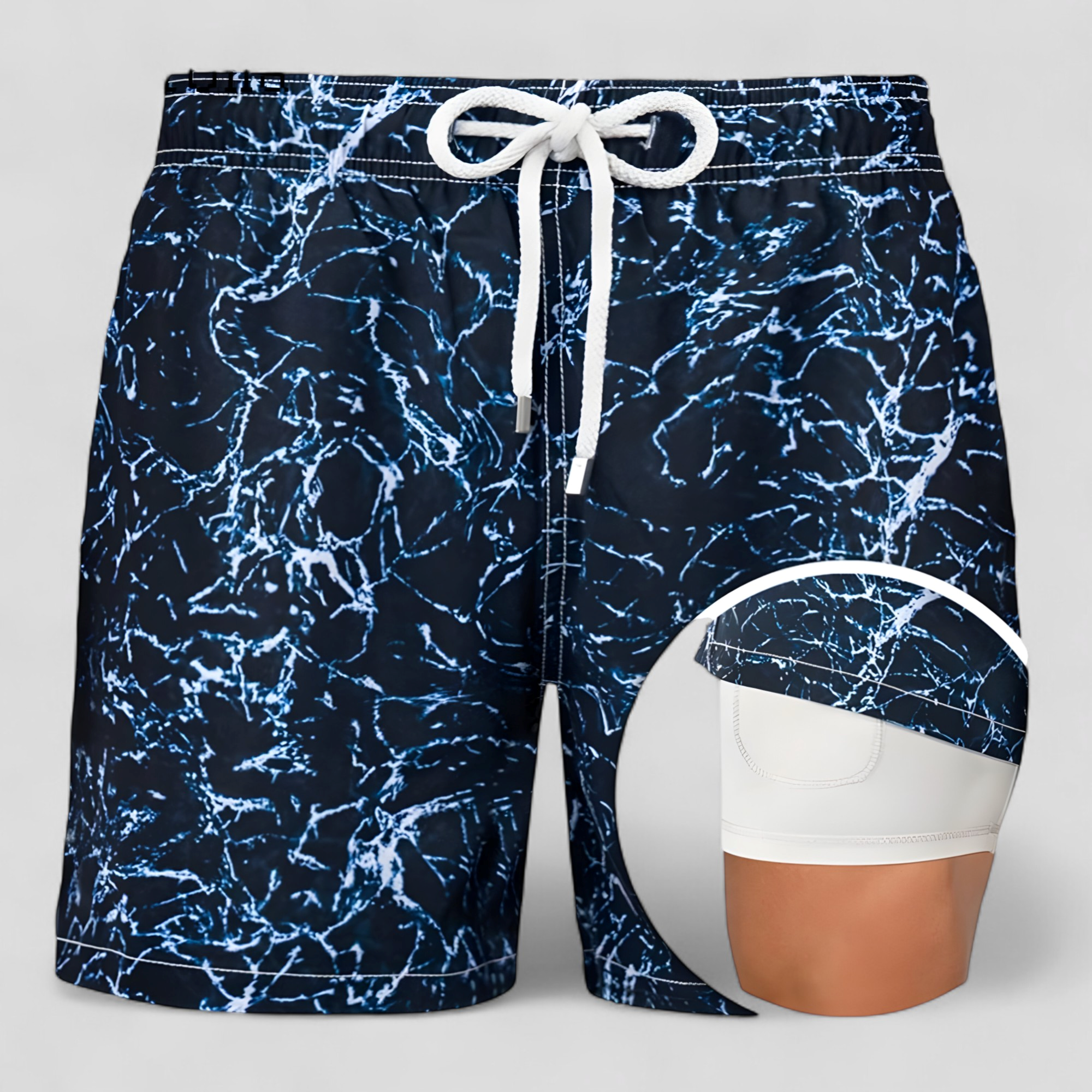 Cesare | Costume Uomo Asciugatura Rapida con Tasche - Blu 1 - abbigliamento mare cintura con cordino costume da bagno costume da bagno rapido costume da bagno uomo costume elegante costume per attività acquatiche nuoto e sport acquatici shorts da nuoto tasca interna costume - Concept Palermo